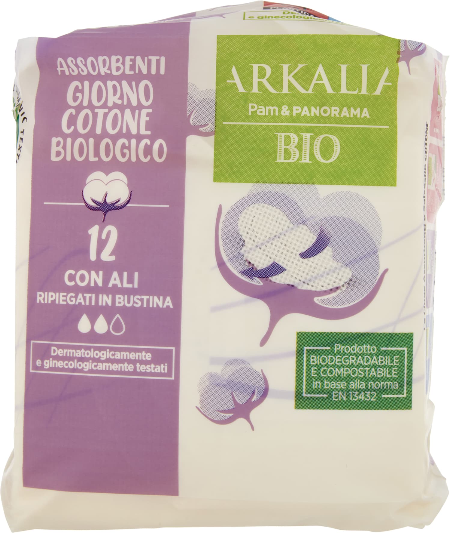 ARKALIA BIO Assorbenti Giorno Cotone Biologico con Ali Ripiegati in Bustina 12 pz – immagine 1