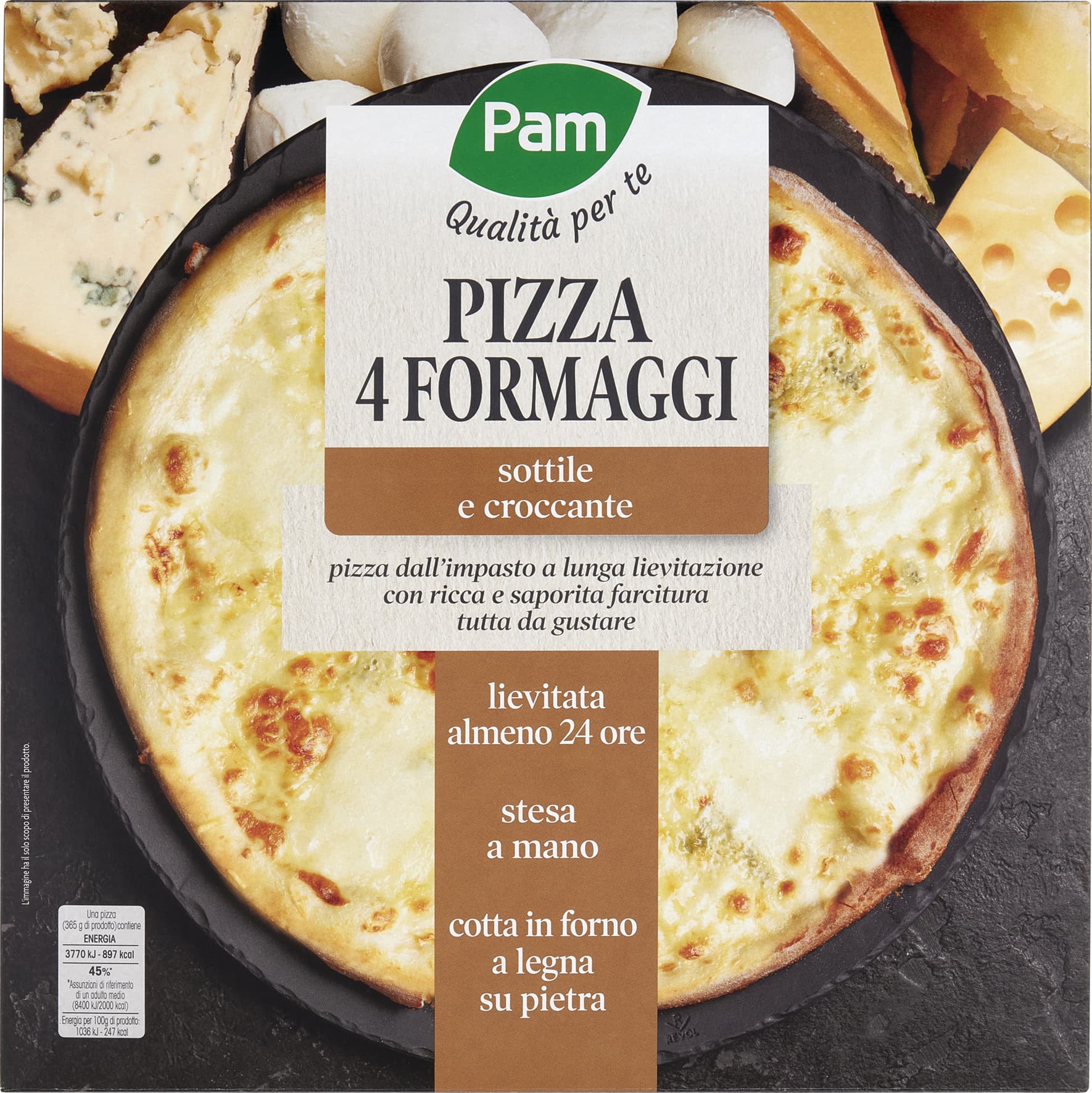 PAM Qualità per te Pizza 4 Formaggi Surgelata 365 g – immagine 1