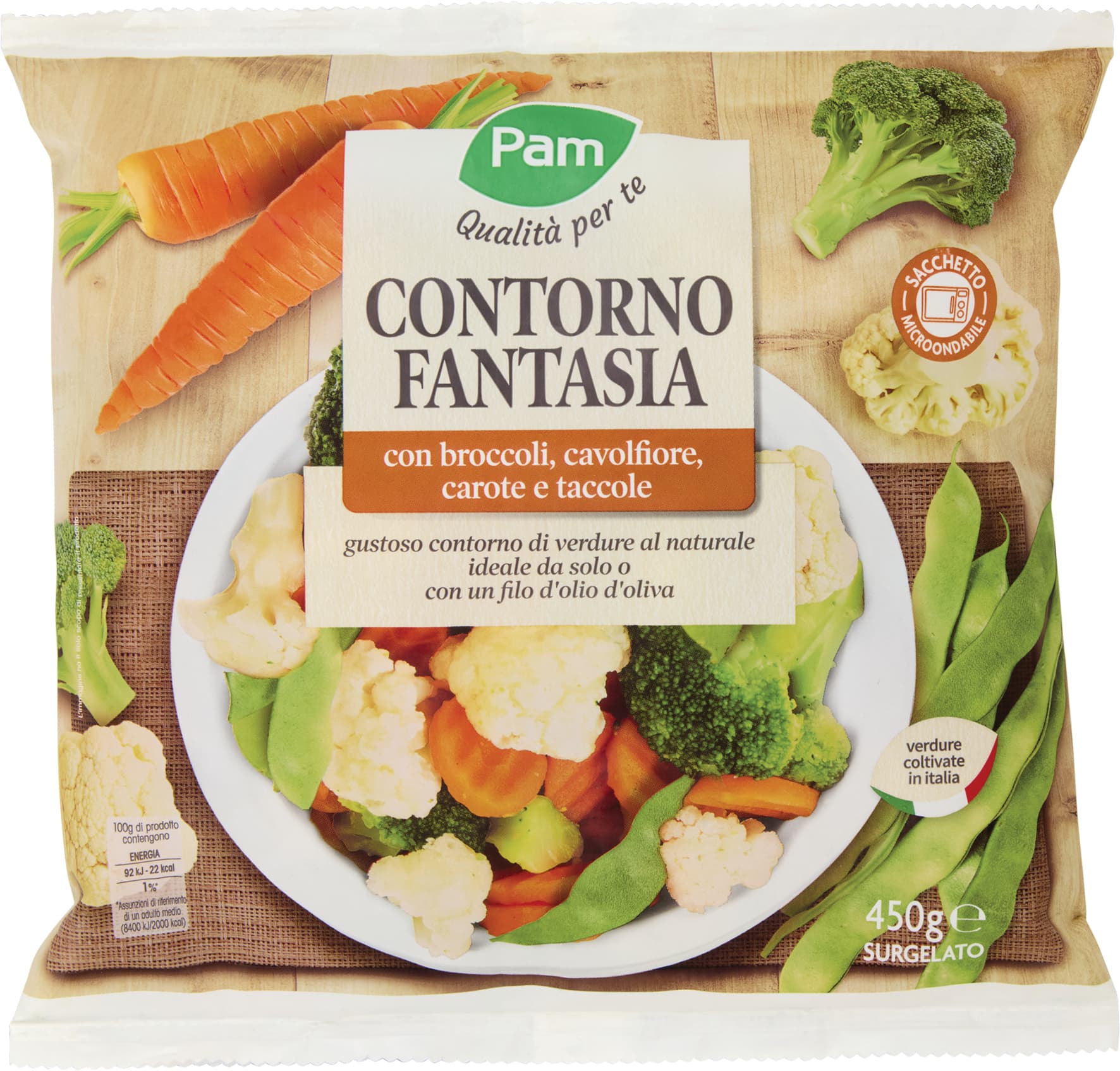 PAM Qualità per te Contorno Fantasia con broccoli, cavolfiore, carote e taccole Surgelato 450 g – immagine 1