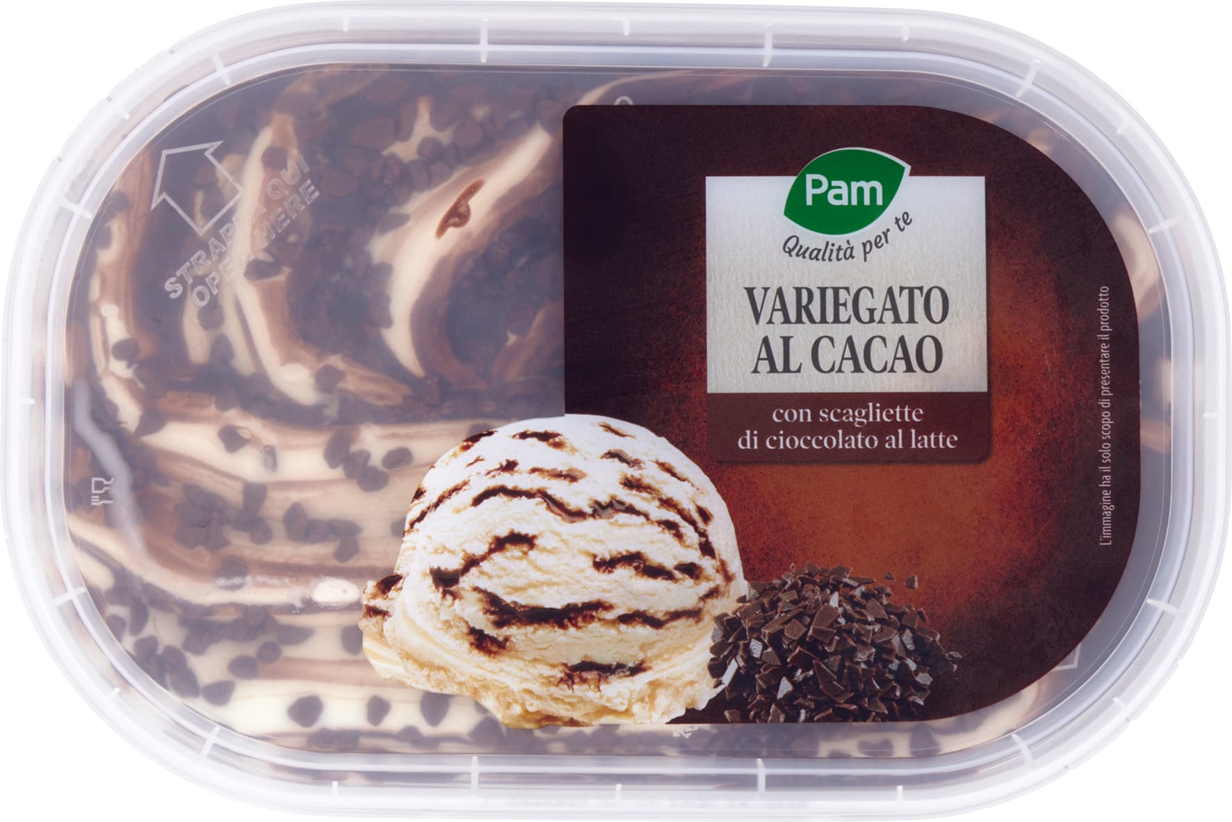 PAM Qualità per te Variegato al Cacao con scagliette di cioccolato al latte 500 g – immagine 1