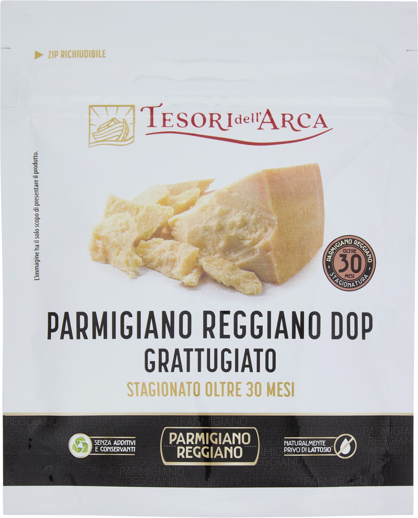 TESORI DELL'ARCA Parmigiano Reggiano DOP Grattugiato Stagionato Oltre 30 Mesi 60 g – immagine 1