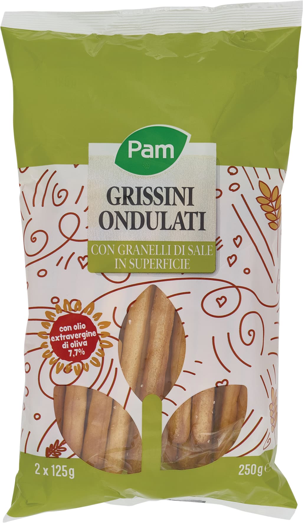 PAM Grissini Ondulati con Granelli di Sale in Superficie 2 x 125 g – immagine 1