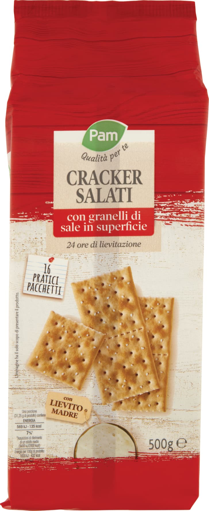 PAM Qualità per te Cracker Salati con granelli di sale in superficie 16 x 31,25 g – immagine 1