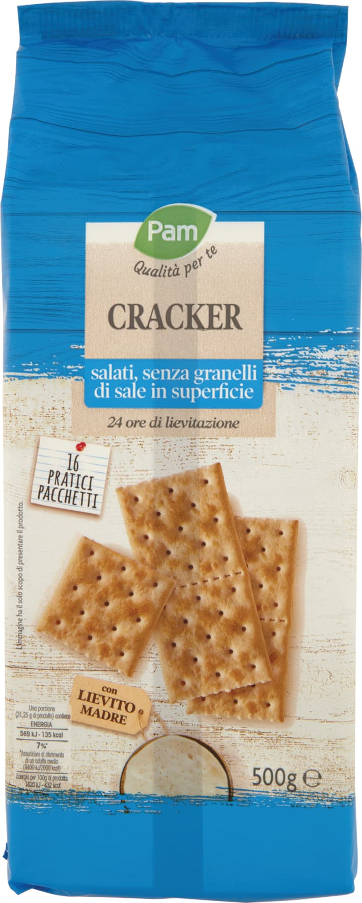 PAM Qualità per te Cracker salati, senza granelli di sale in superficie 16 x 31,25 g – immagine 1