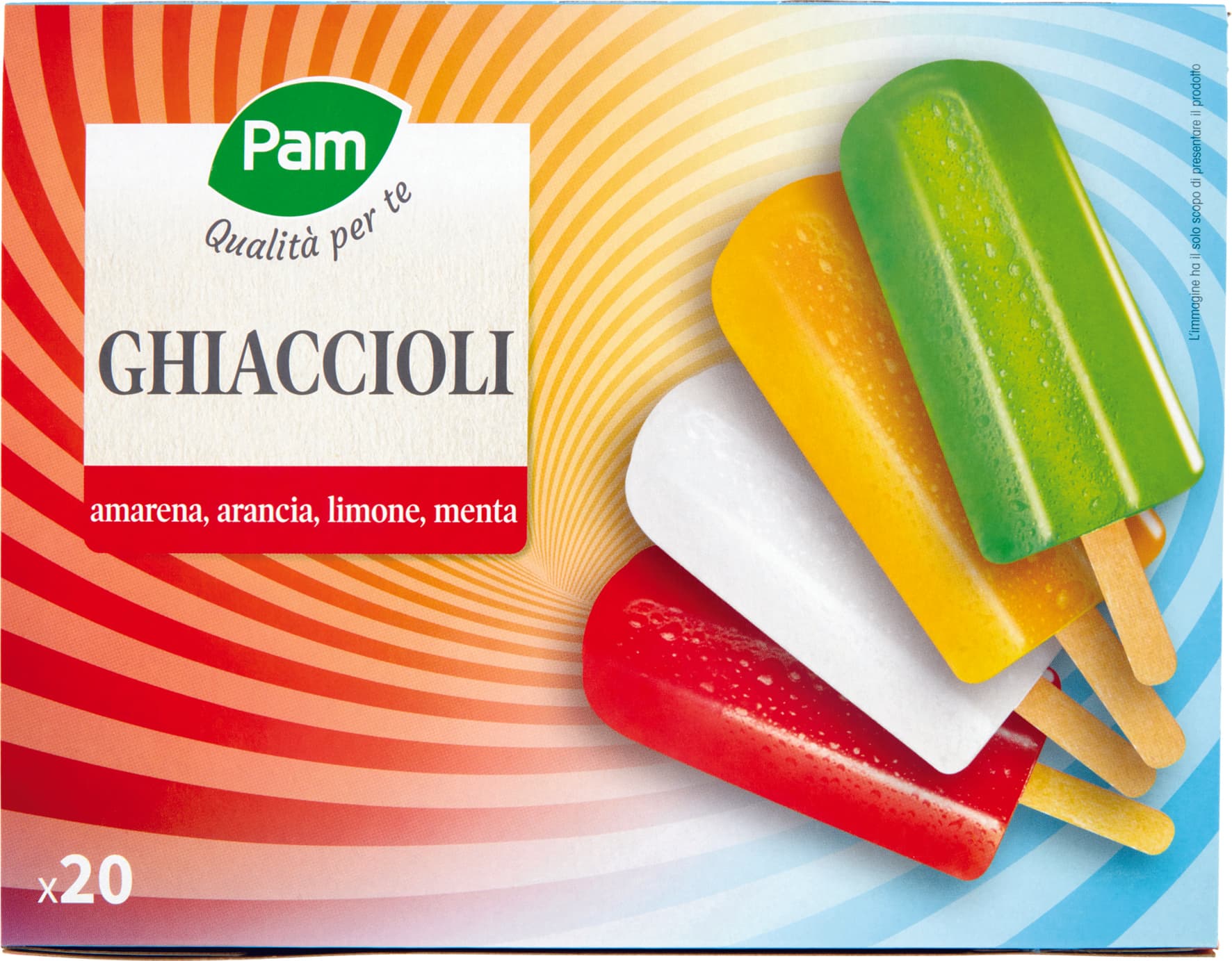PAM Qualità per te Ghiaccioli amarena, arancia, limone, menta 20 x 70 g – immagine 1