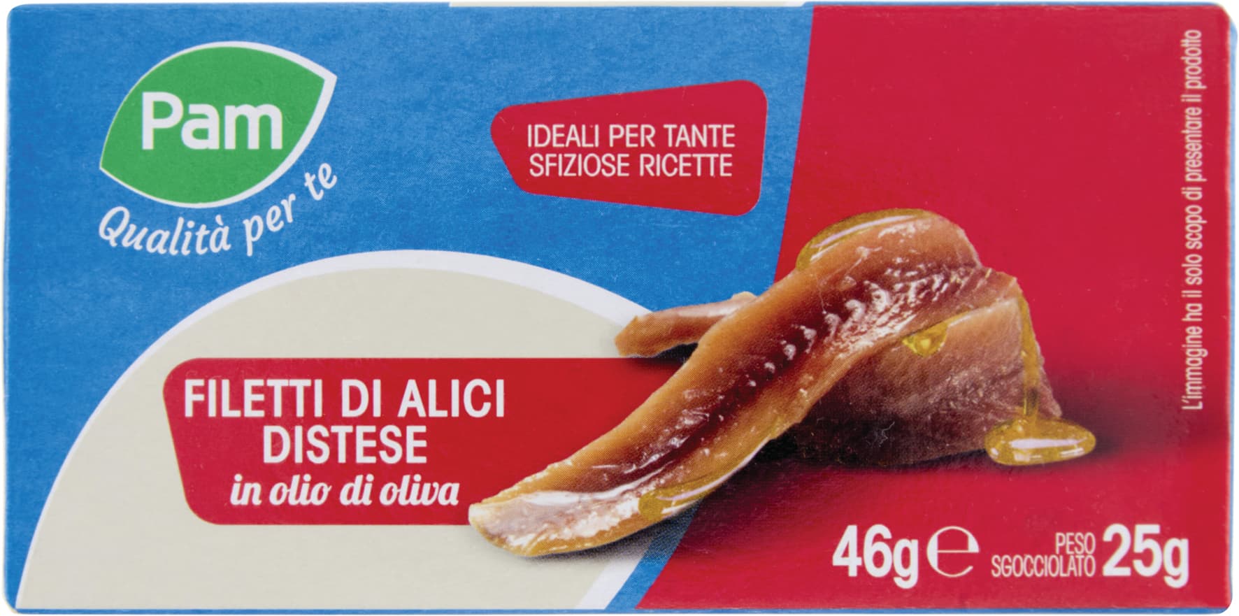 PAM Qualità per te Filetti di Alici Distese in olio di oliva 46 g – immagine 1