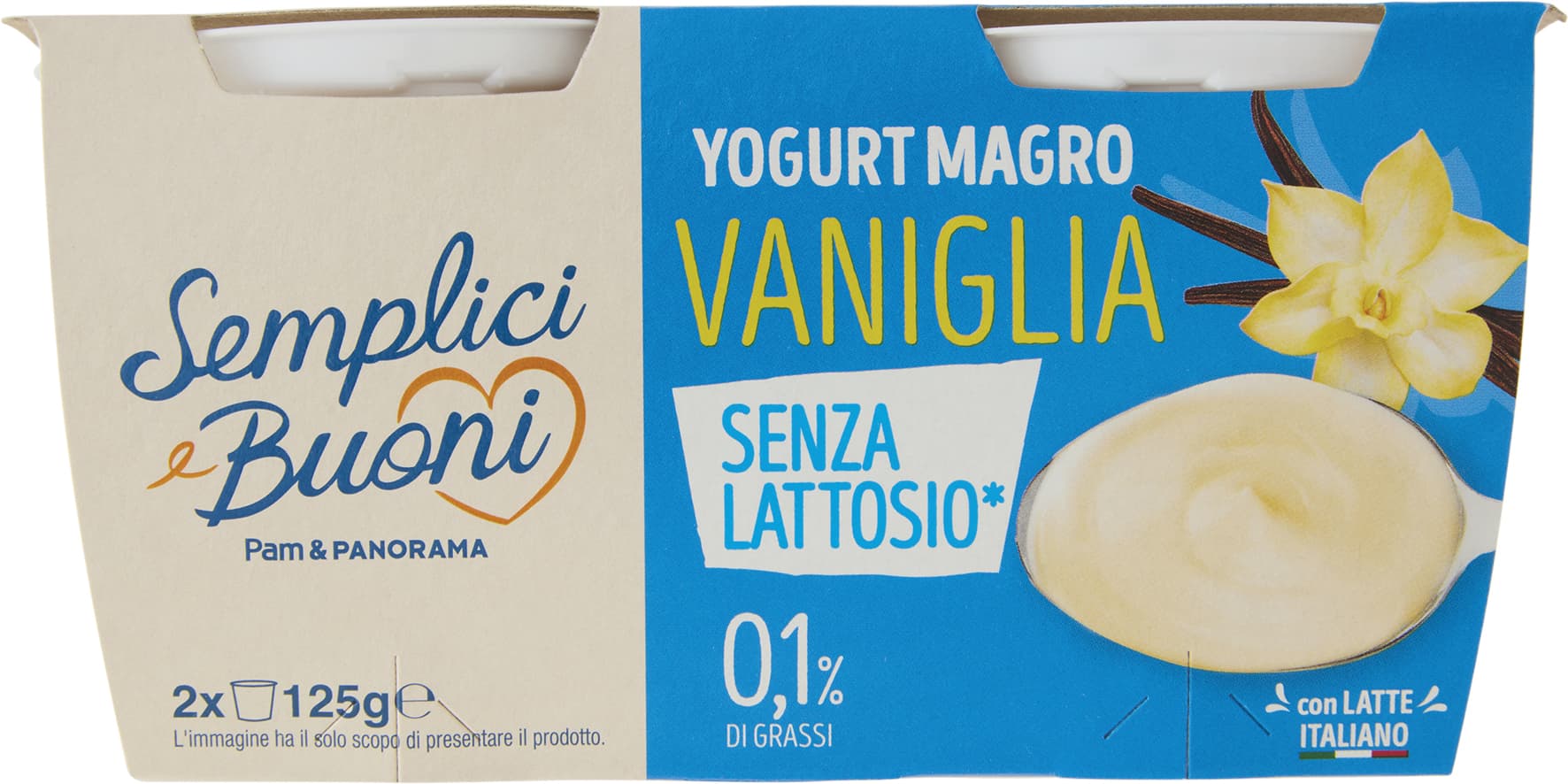 SEMPLICI E BUONI Senza Lattosio Yogurt Magro Vaniglia 2 x 125 g – immagine 1