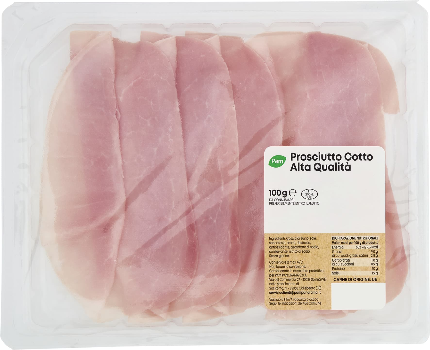 PAM Prosciutto Cotto Alta Qualità 100 g – immagine 1