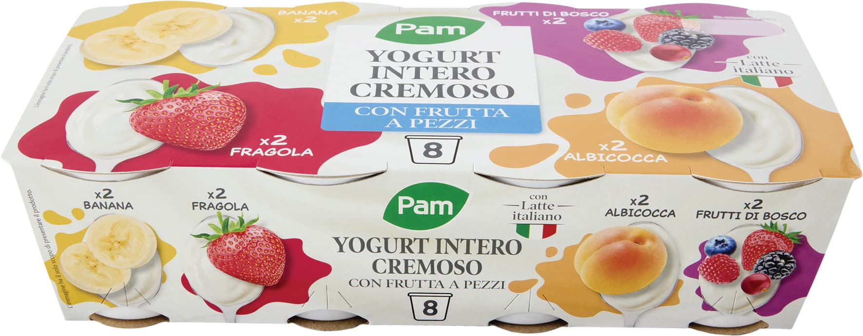 PAM Yogurt Intero Cremoso con Frutta in Pezzi 8 x 125 g – immagine 1