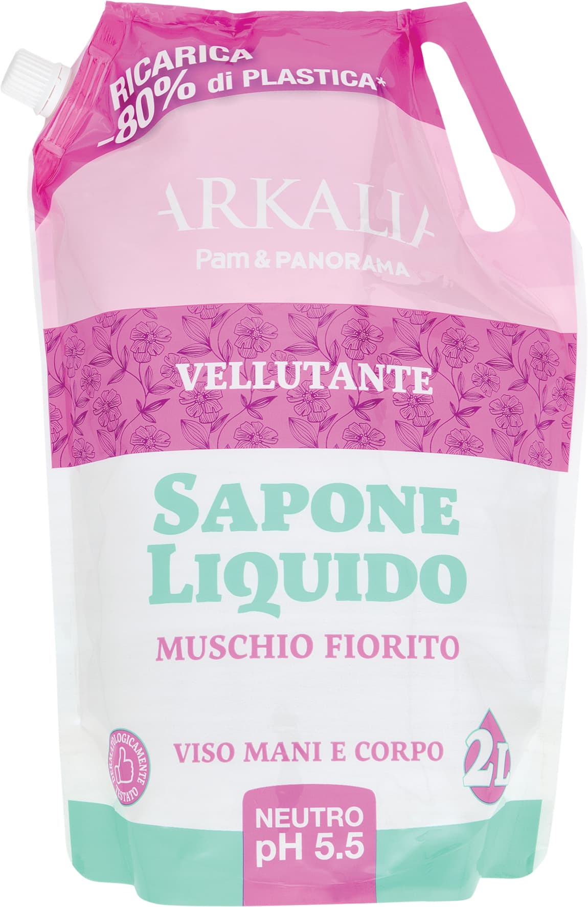 ARKALIA Sapone Liquido Muschio Fiorito Viso Mani e Corpo Ricarica 2 L – immagine 1