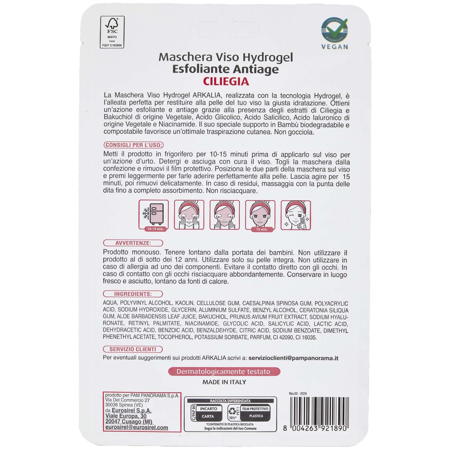 ARKALIA Maschera Viso Hydrogel Esfoliante Antiage 1 pz – immagine 4