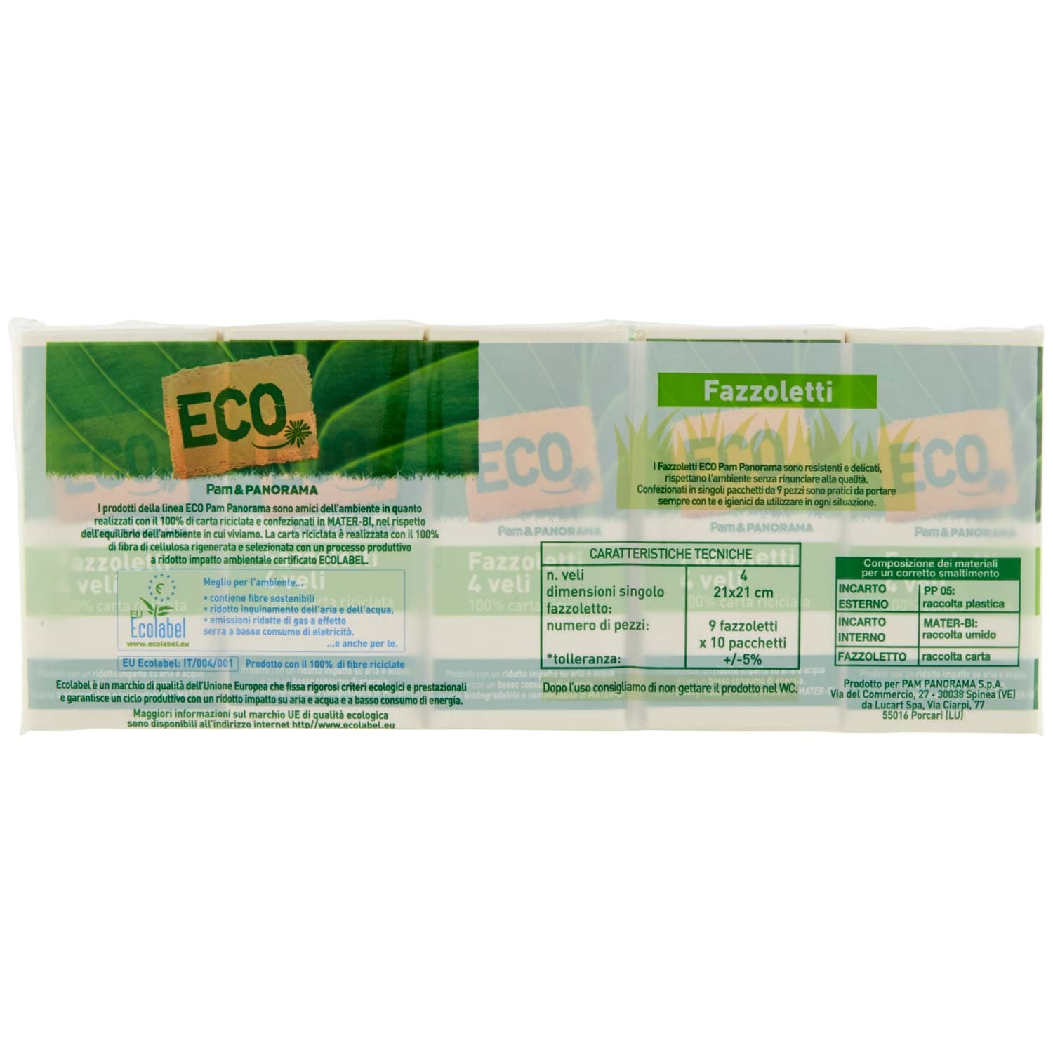 ECO Fazzoletti 100% carta riciclata 4 veli 10 pacchetti – immagine 4