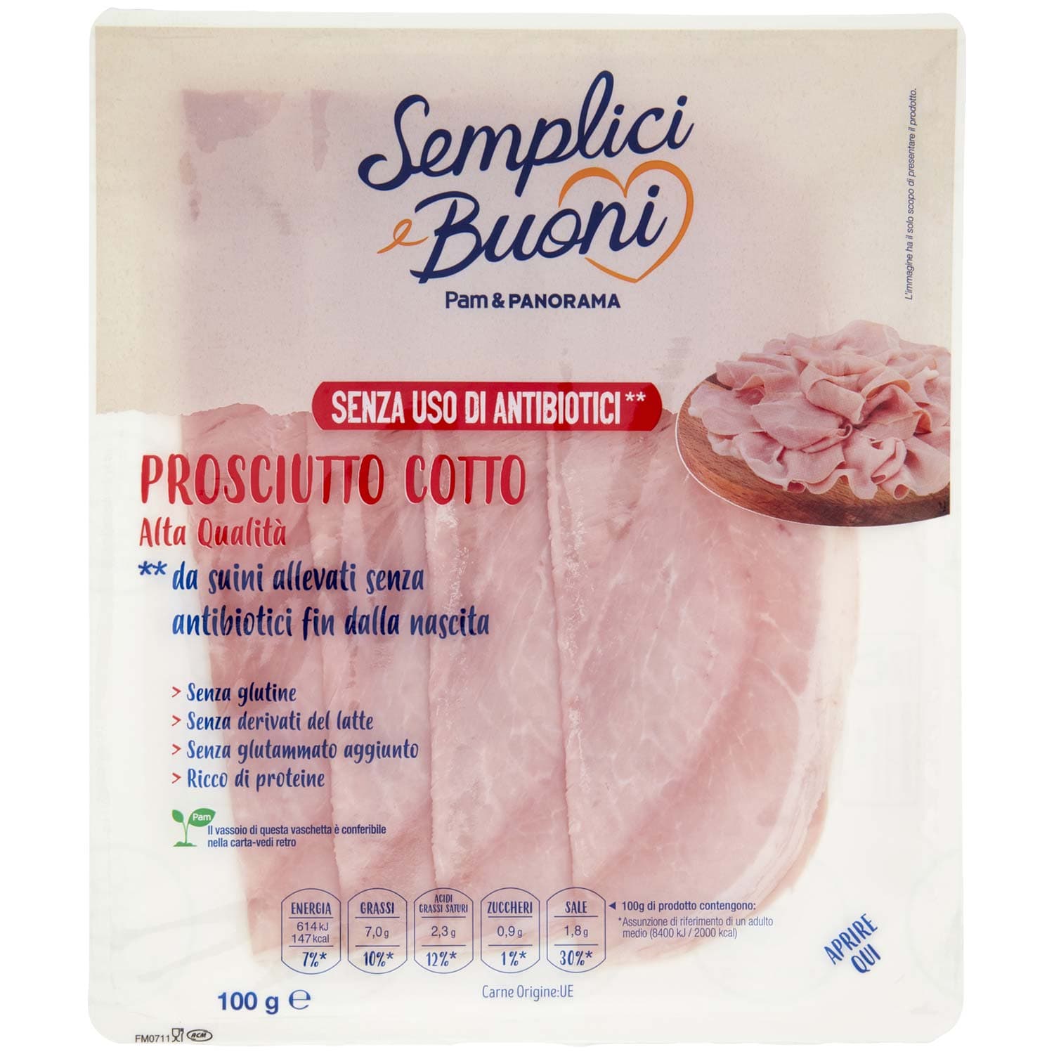 SEMPLICI E BUONI Prosciutto Cotto Alta Qualità 100 g – immagine 2