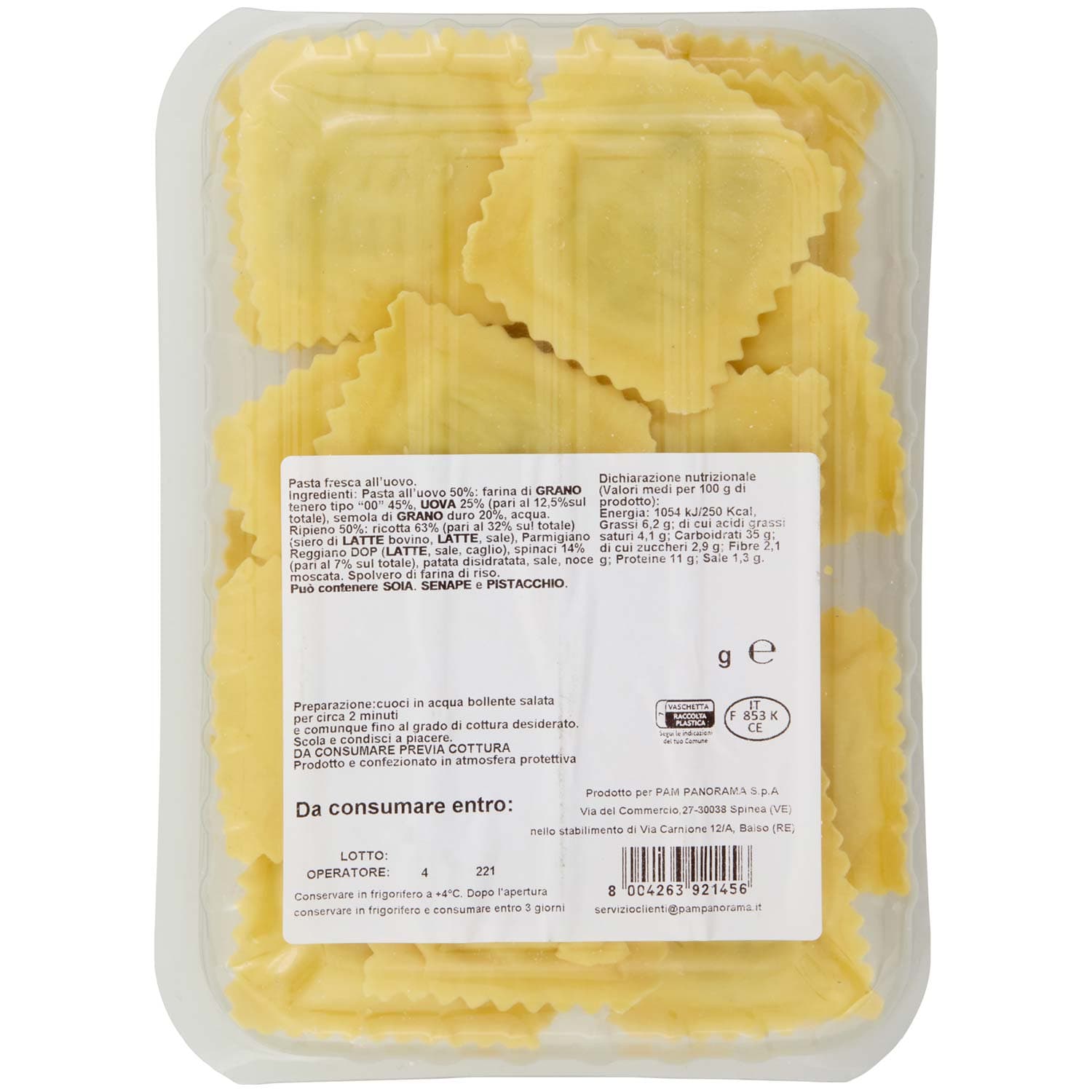 TESORI DELL'ARCA Ravioli Ricotta e Spinaci 250 g – immagine 4