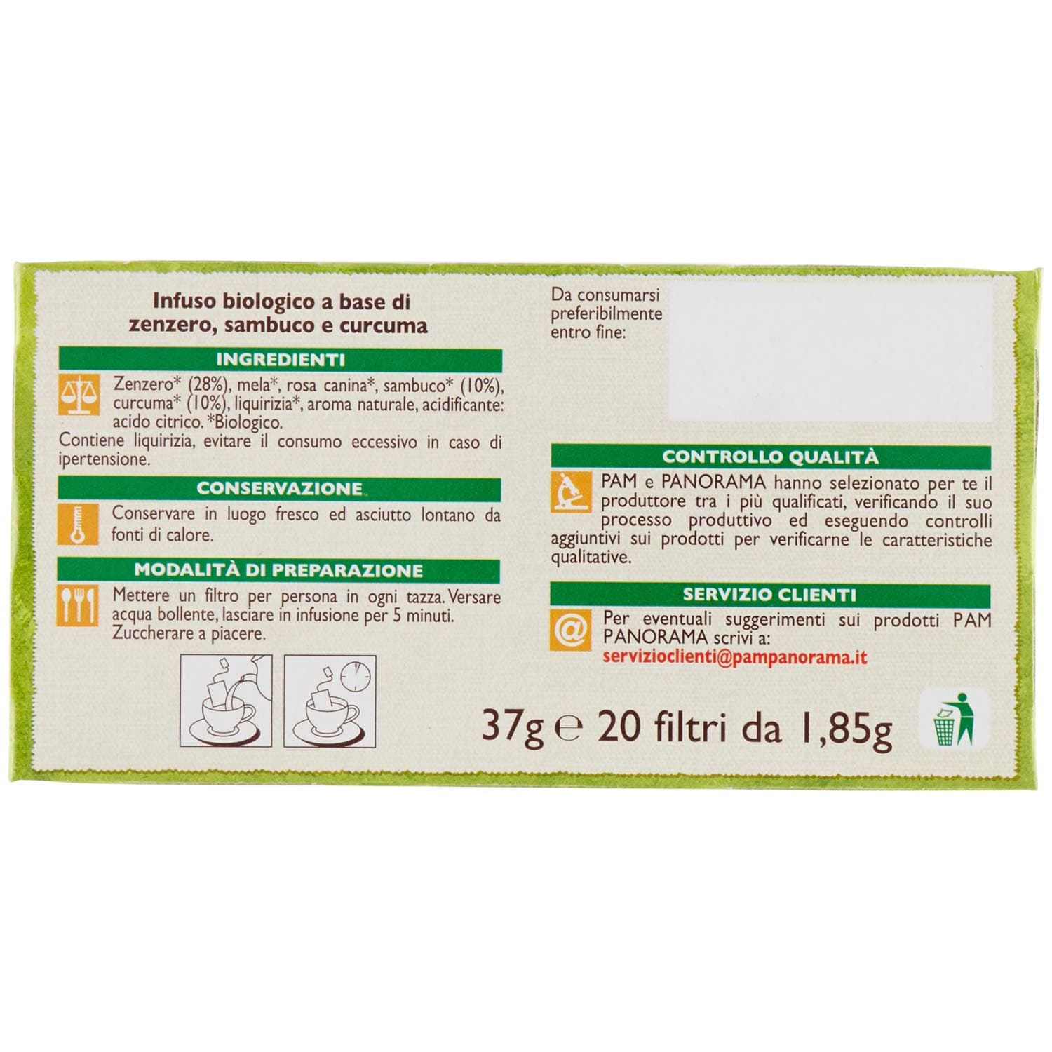 BIO Infuso di zenzero sambuco e curcuma 20 x 1,85 g – immagine 7