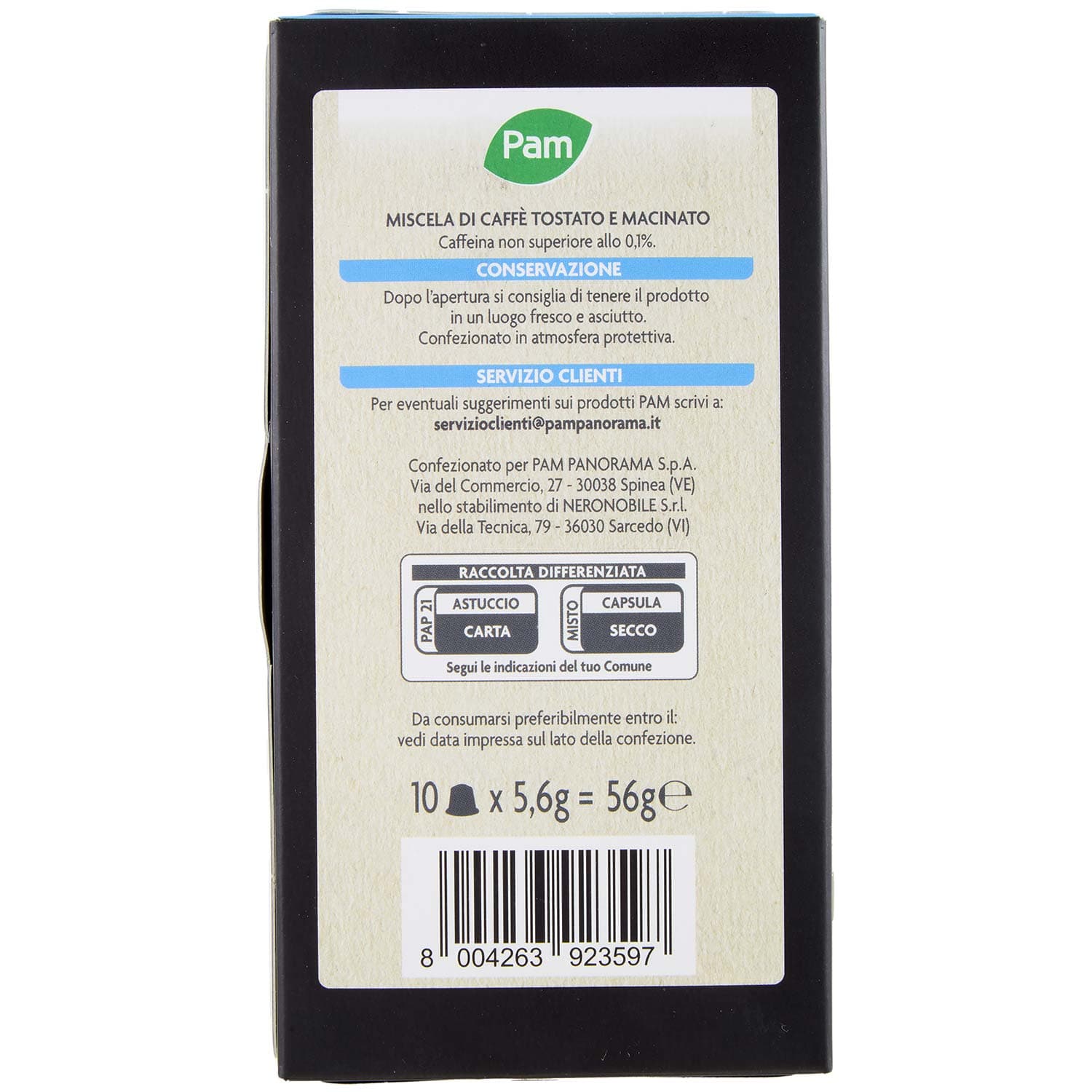 PAM Capsule Caffè Decaffeinato Compatibili Nespresso* 56g (10x5,6g) – immagine 4