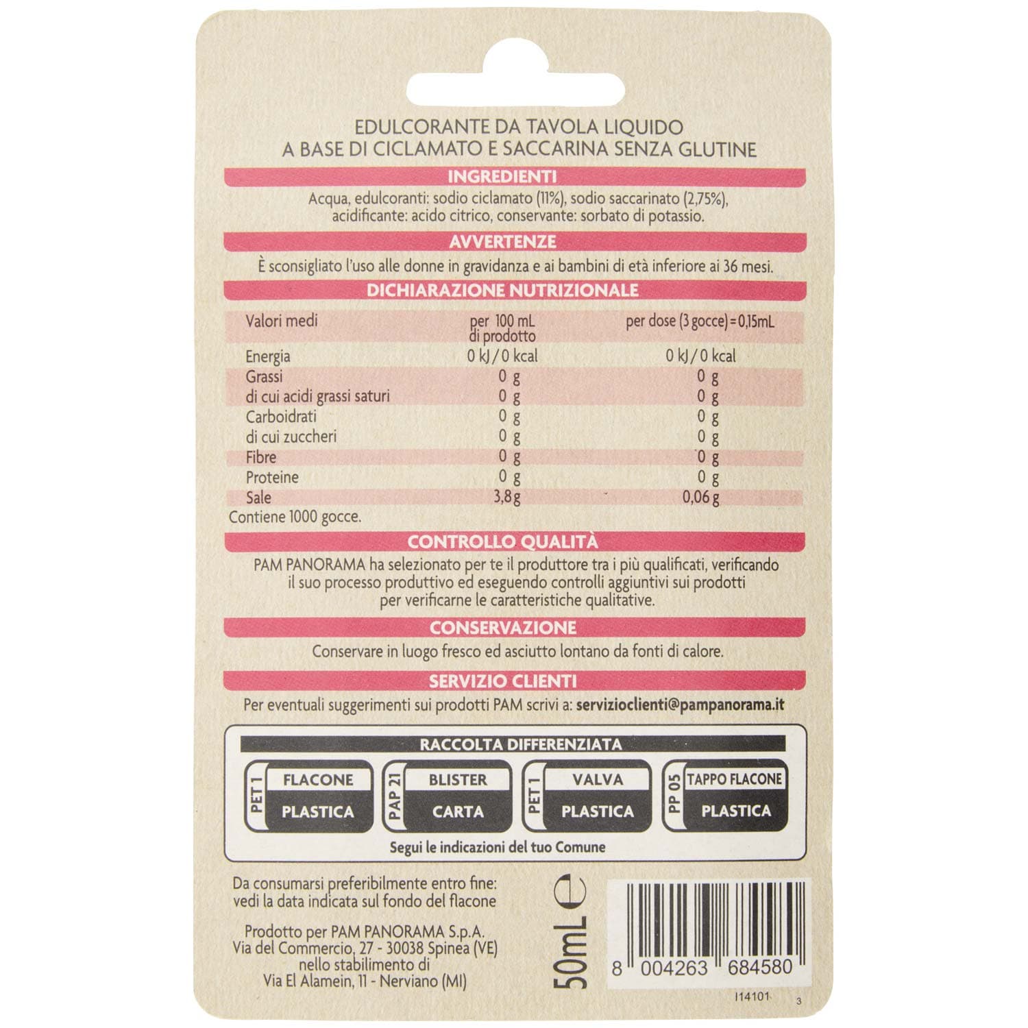 PAM PANORAMA Dolcificante Liquido 50 ml – immagine 4