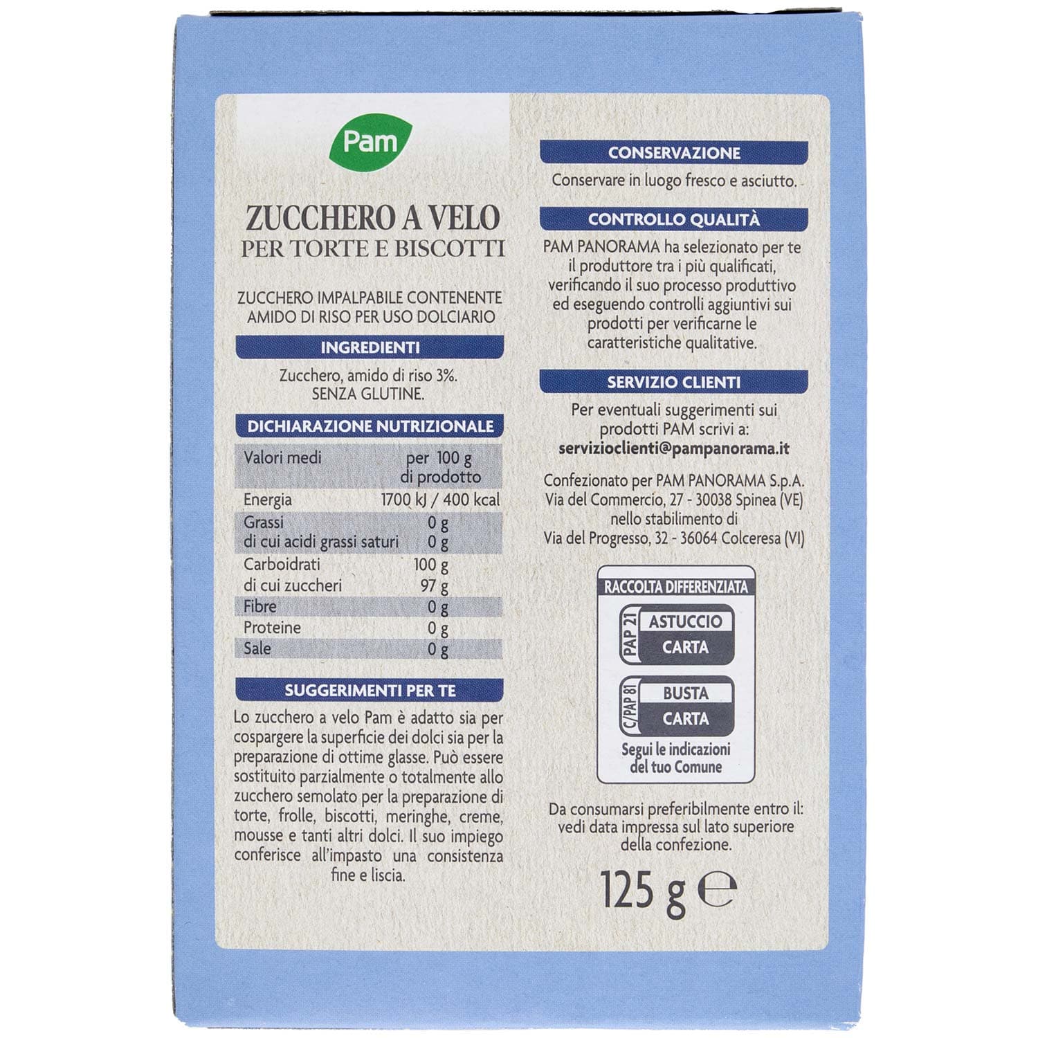 PAM Zucchero a Velo per Torte e Biscotti 125 g – immagine 4