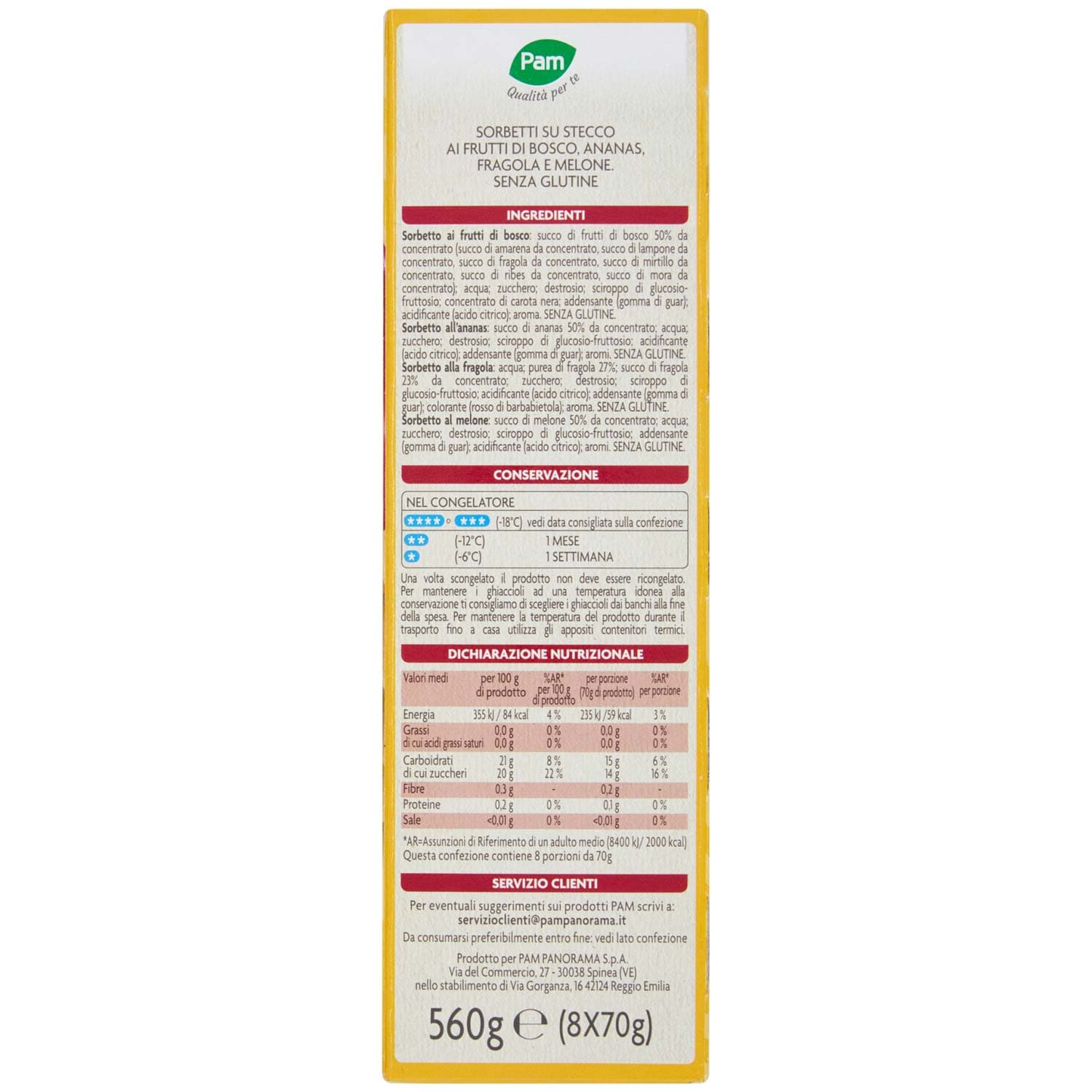 PAM PANORAMA Sorbetti Frutta Frutti di bosco Ananas Fragola Melone 8 x 70 g – immagine 6