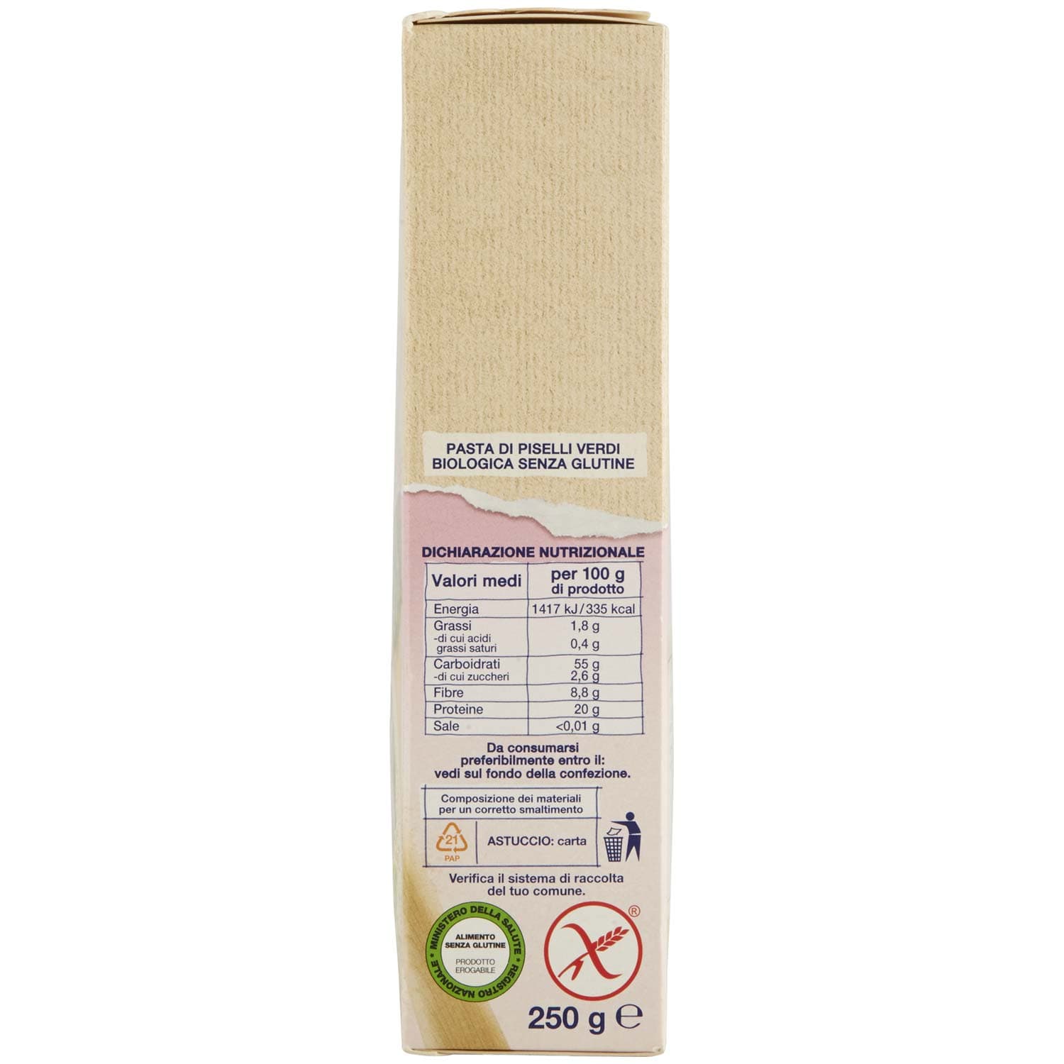 SEMPLICI E BUONI Senza Glutine Fusilli di Piselli Verdi Biologici 250 g – immagine 5