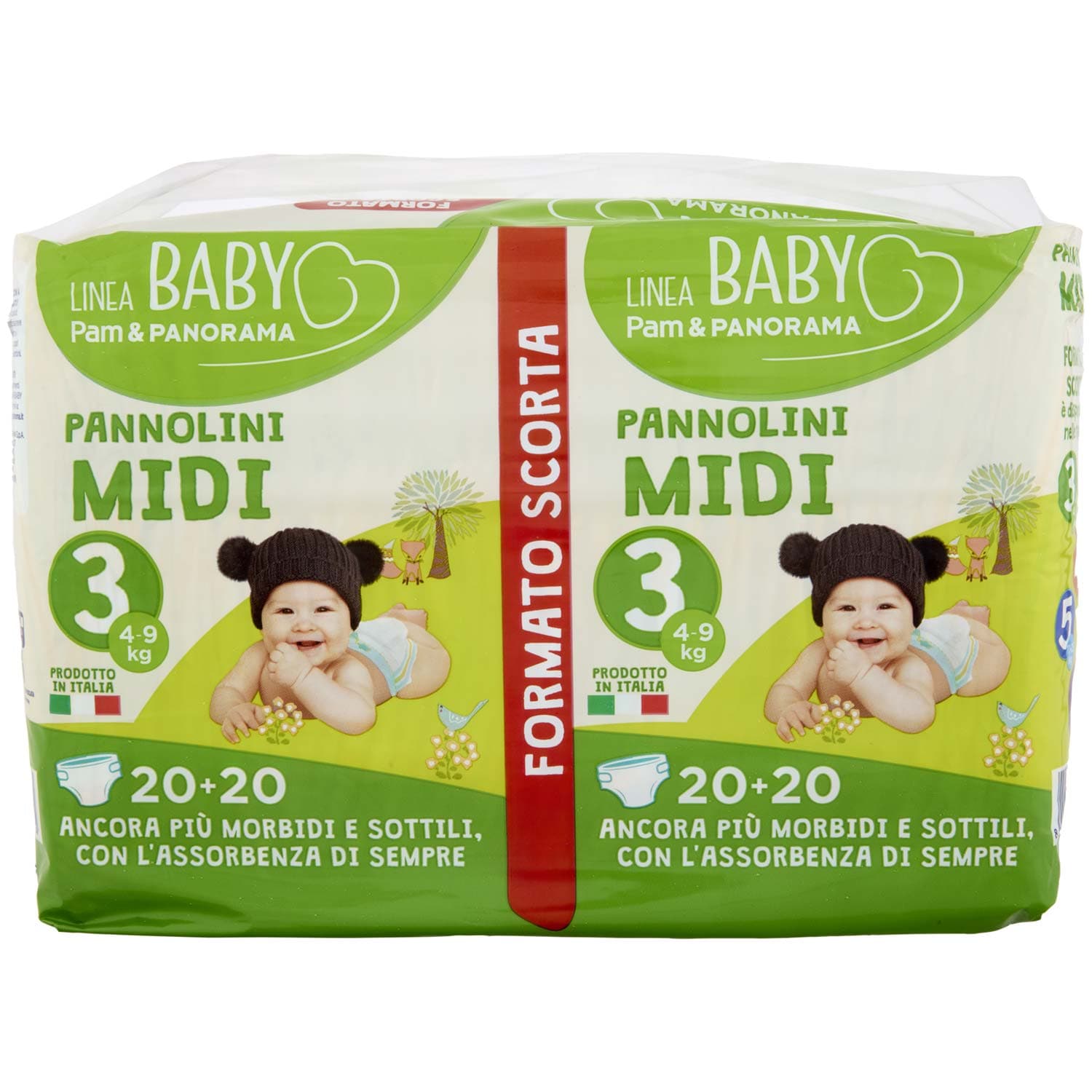 PAM PANORAMA Linea Baby Pannolini Midi 3 4-9 kg 20+20 pz – immagine 2