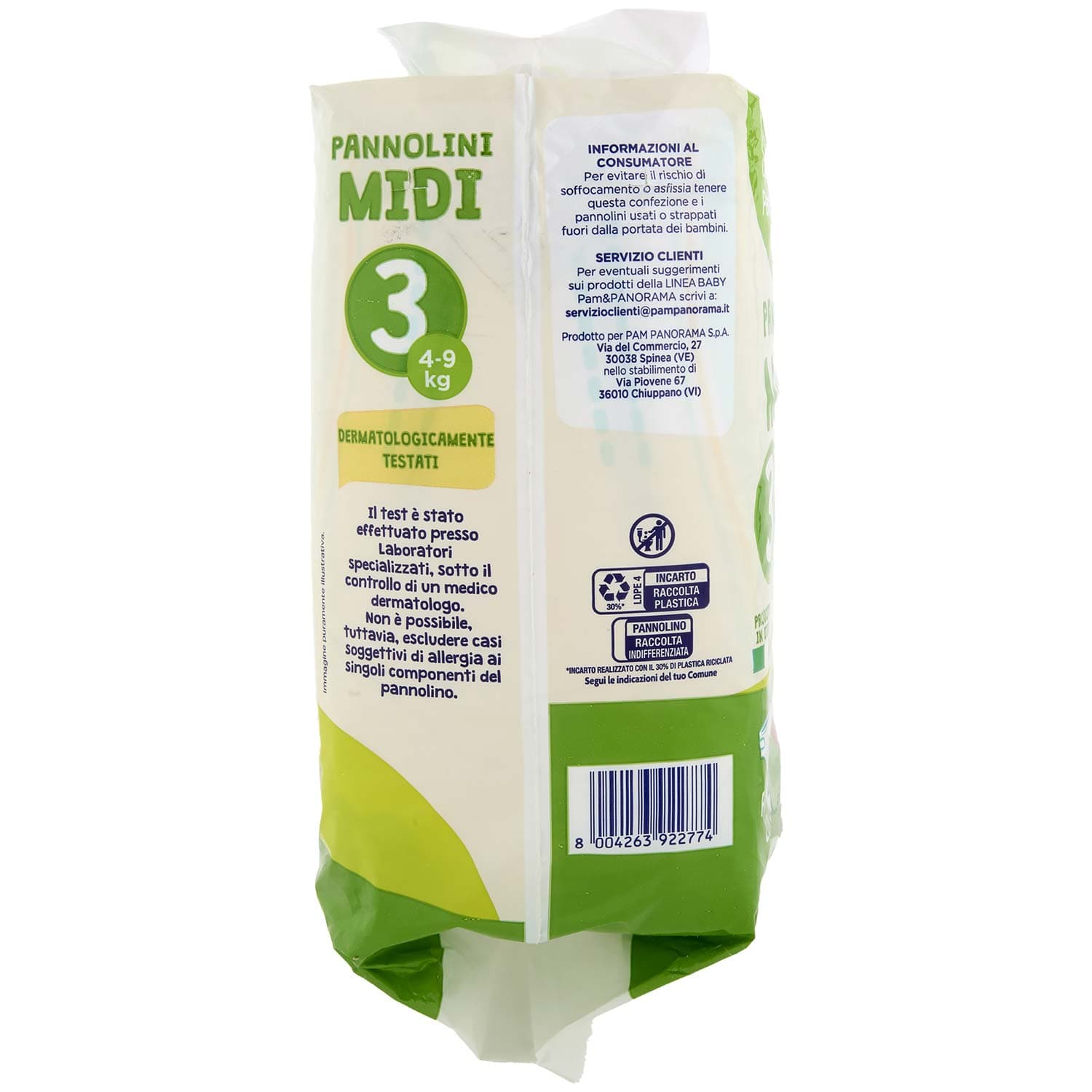 PAM PANORAMA Linea Baby Pannolini Midi 3 4-9 kg 20+20 pz – immagine 3