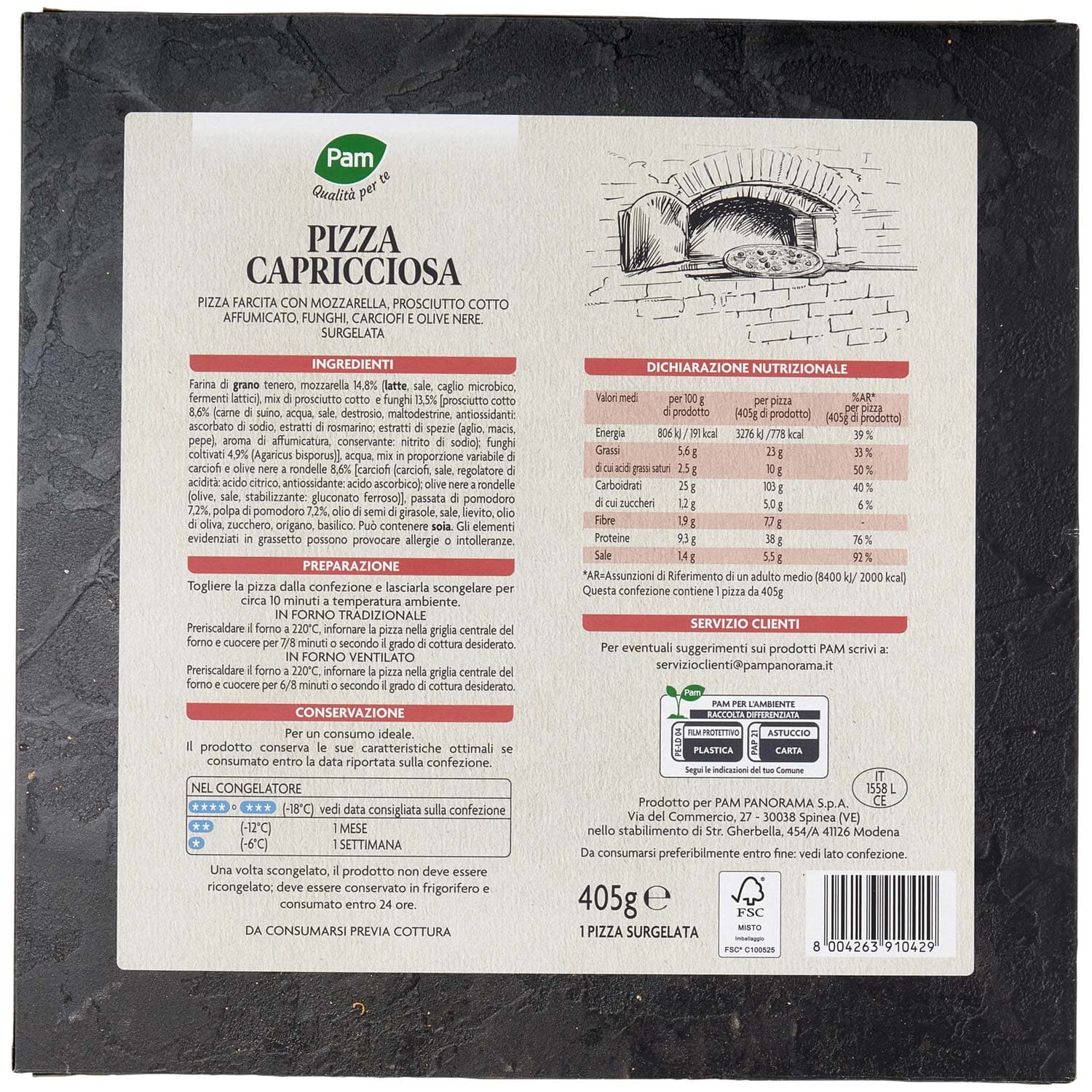 PAM Qualità per te Pizza Capricciosa Surgelata 405 g – immagine 4