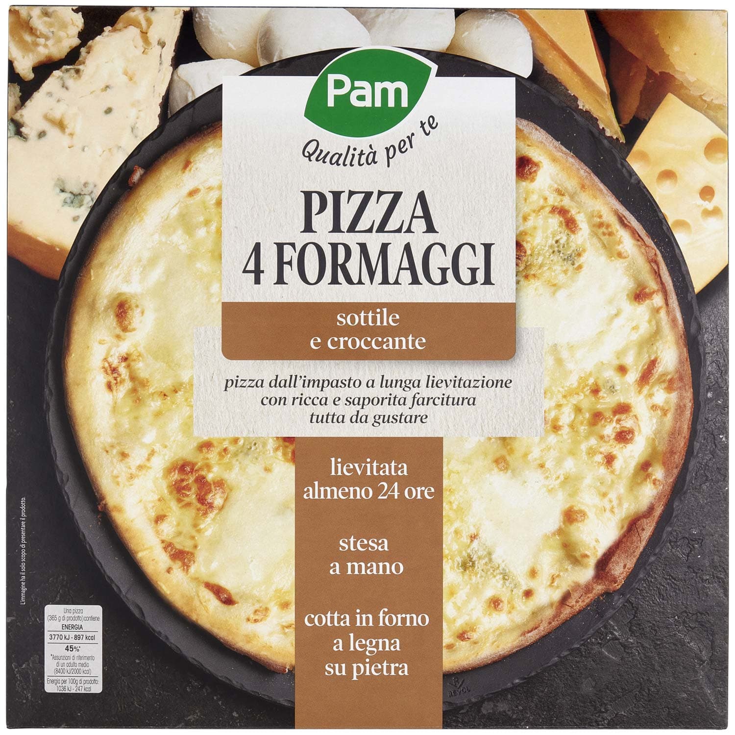 PAM Qualità per te Pizza 4 Formaggi Surgelata 365 g – immagine 2