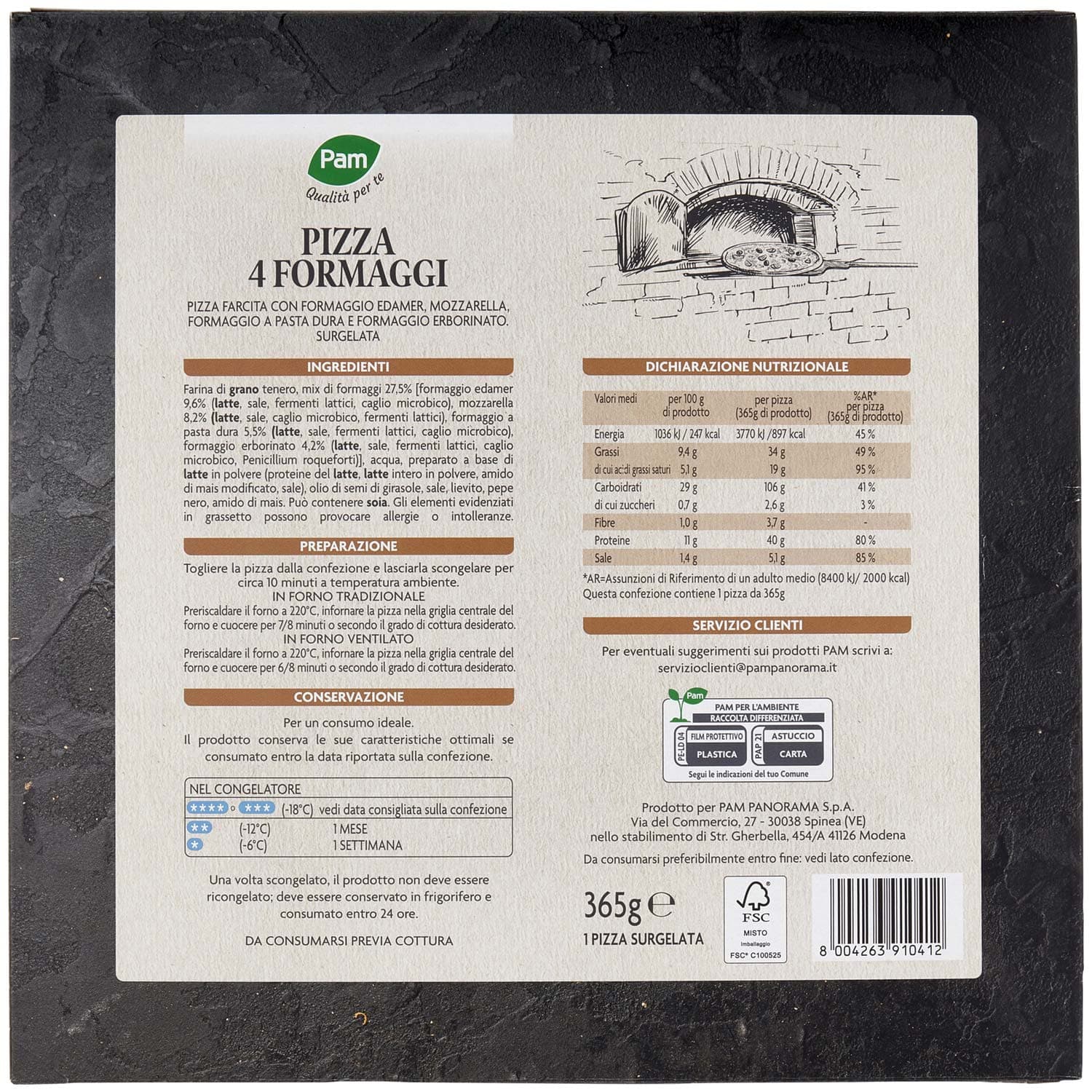PAM Qualità per te Pizza 4 Formaggi Surgelata 365 g – immagine 4