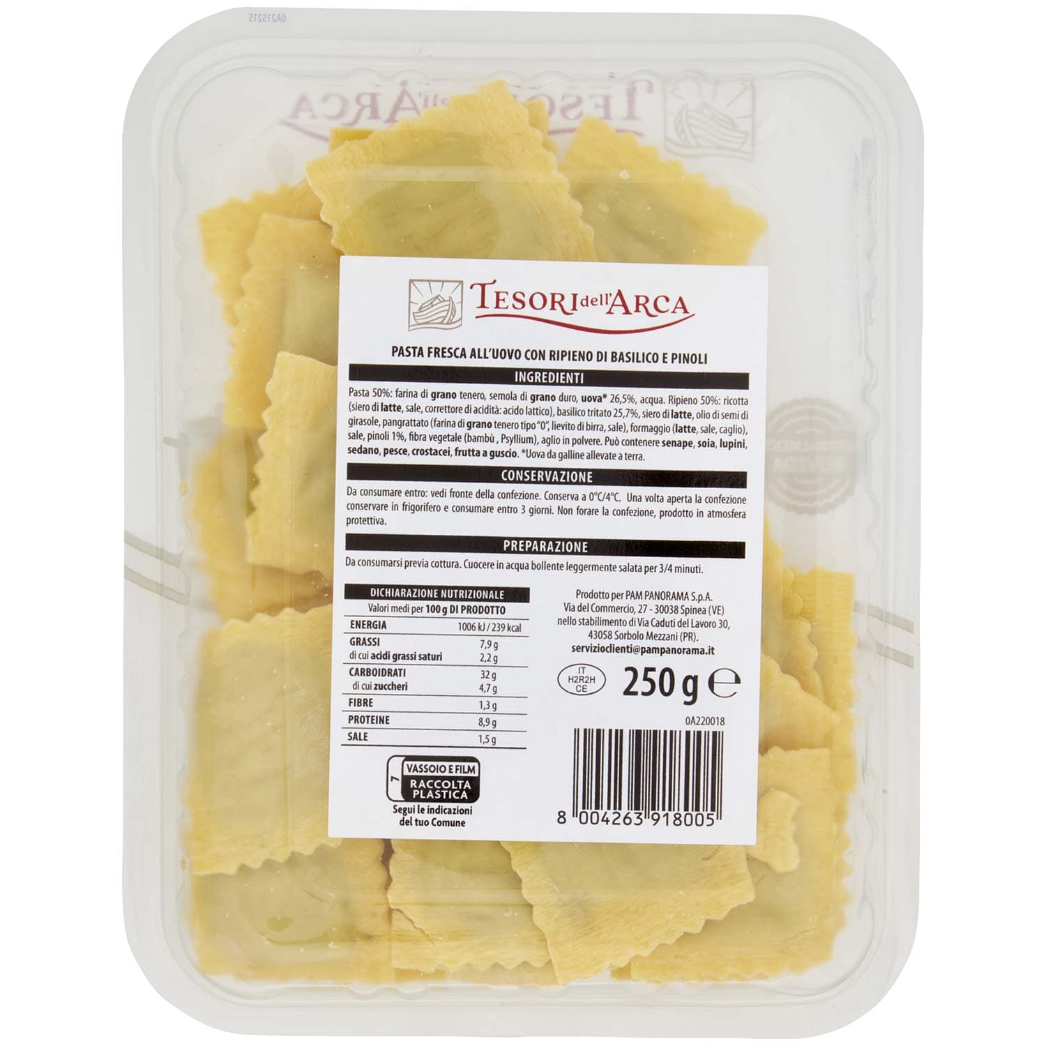 TESORI DELL'ARCA Ravioli al Basilico e Pinoli 250 g – immagine 4