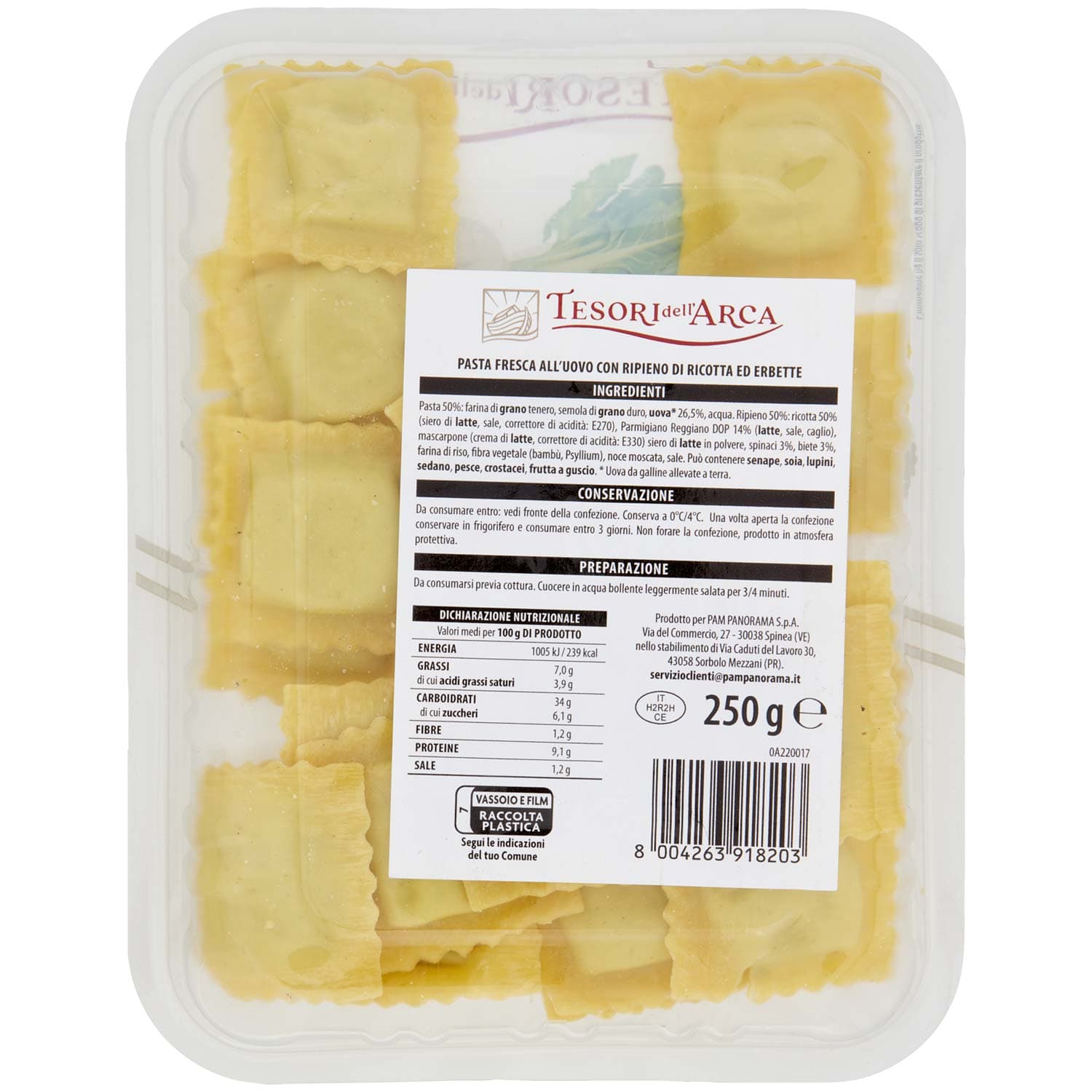 TESORI DELL'ARCA Ravioli Ricotta ed Erbetta 250 g – immagine 4