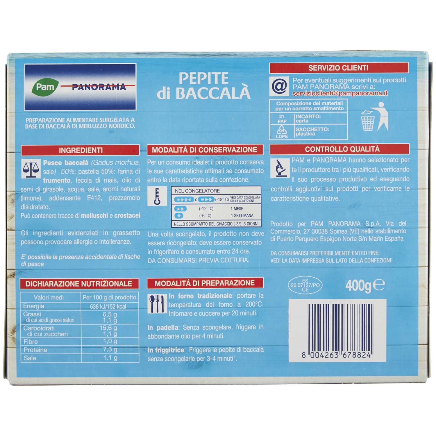 PAM PANORAMA Pepite di Baccalà Surgelate 400 g – immagine 4