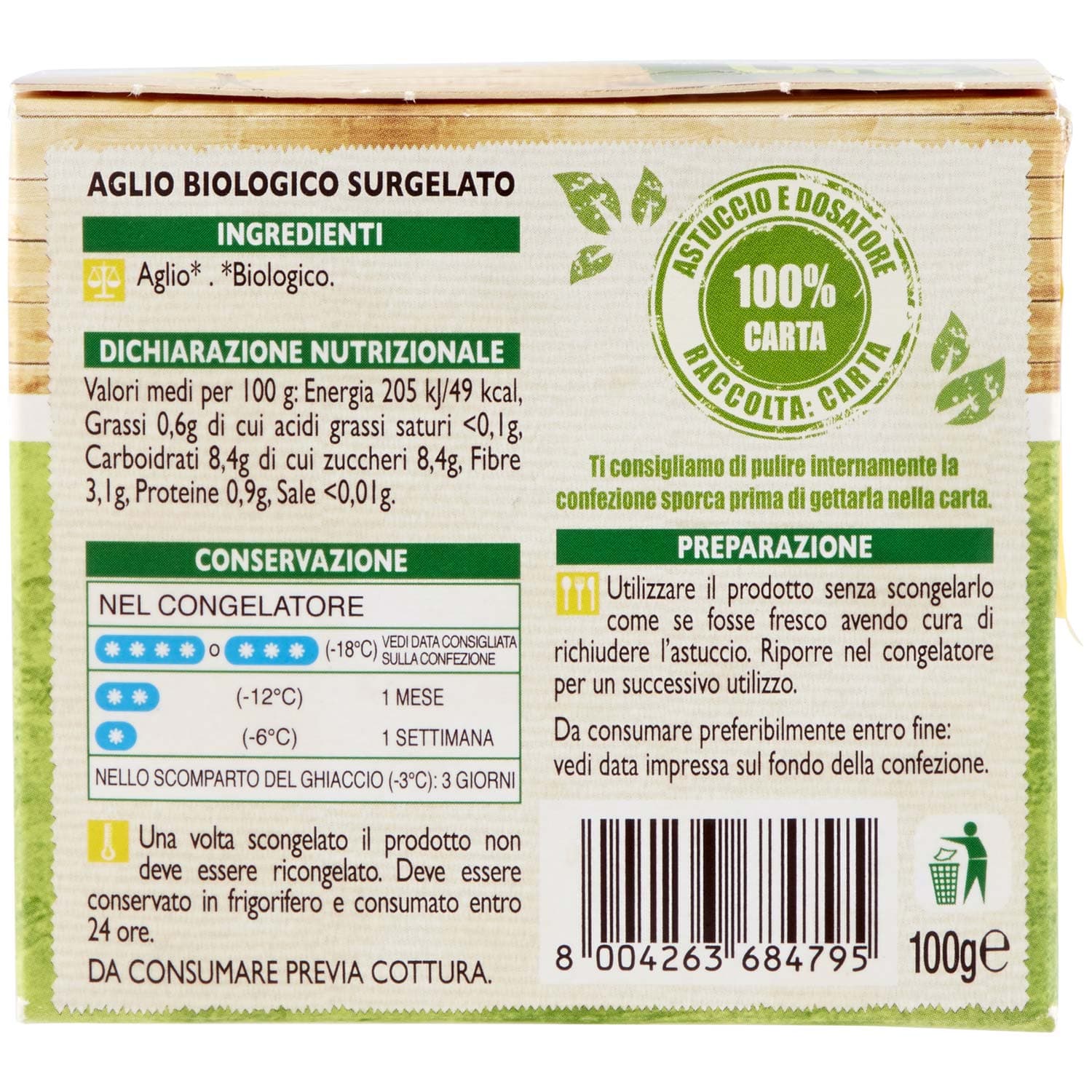 BIO Aglio a cubetti surgelato 100 g – immagine 4