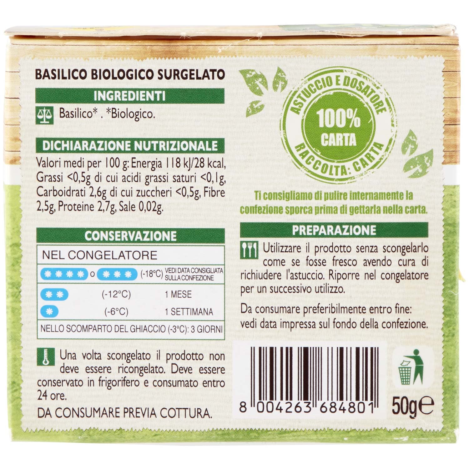 BIO Basilico tritato surgelato 50 g – immagine 4