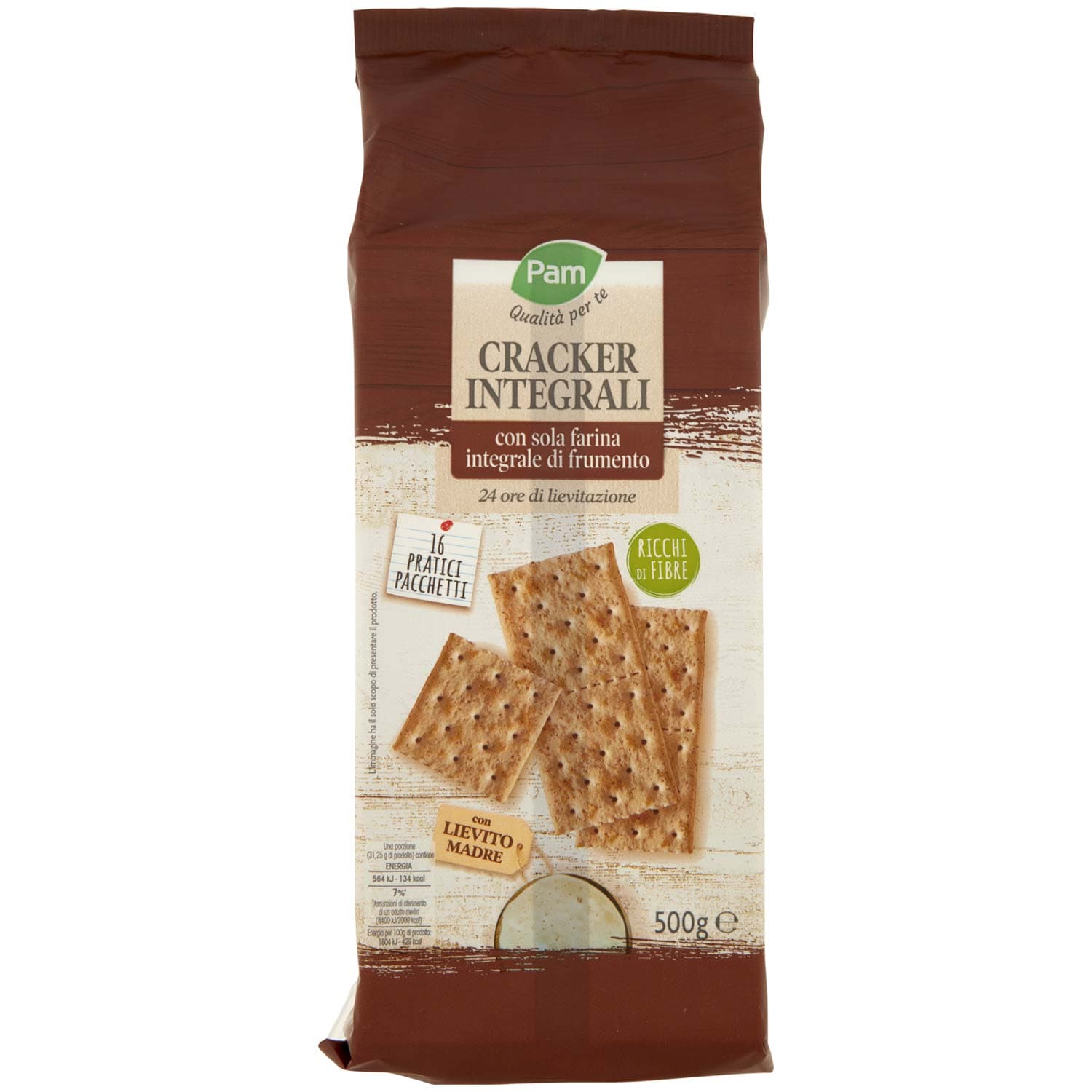 PAM Qualità per te Cracker Integrali con sola farina integrale di frumento 16 x 31,25 g – immagine 2