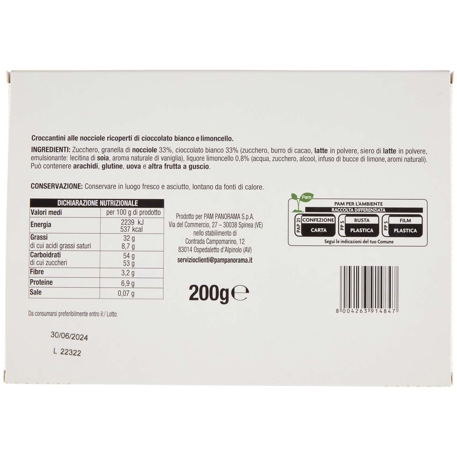 I TESORI Croccantini alle Nocciole Ricoperti di Cioccolato Bianco e Limoncello 200 g – immagine 4