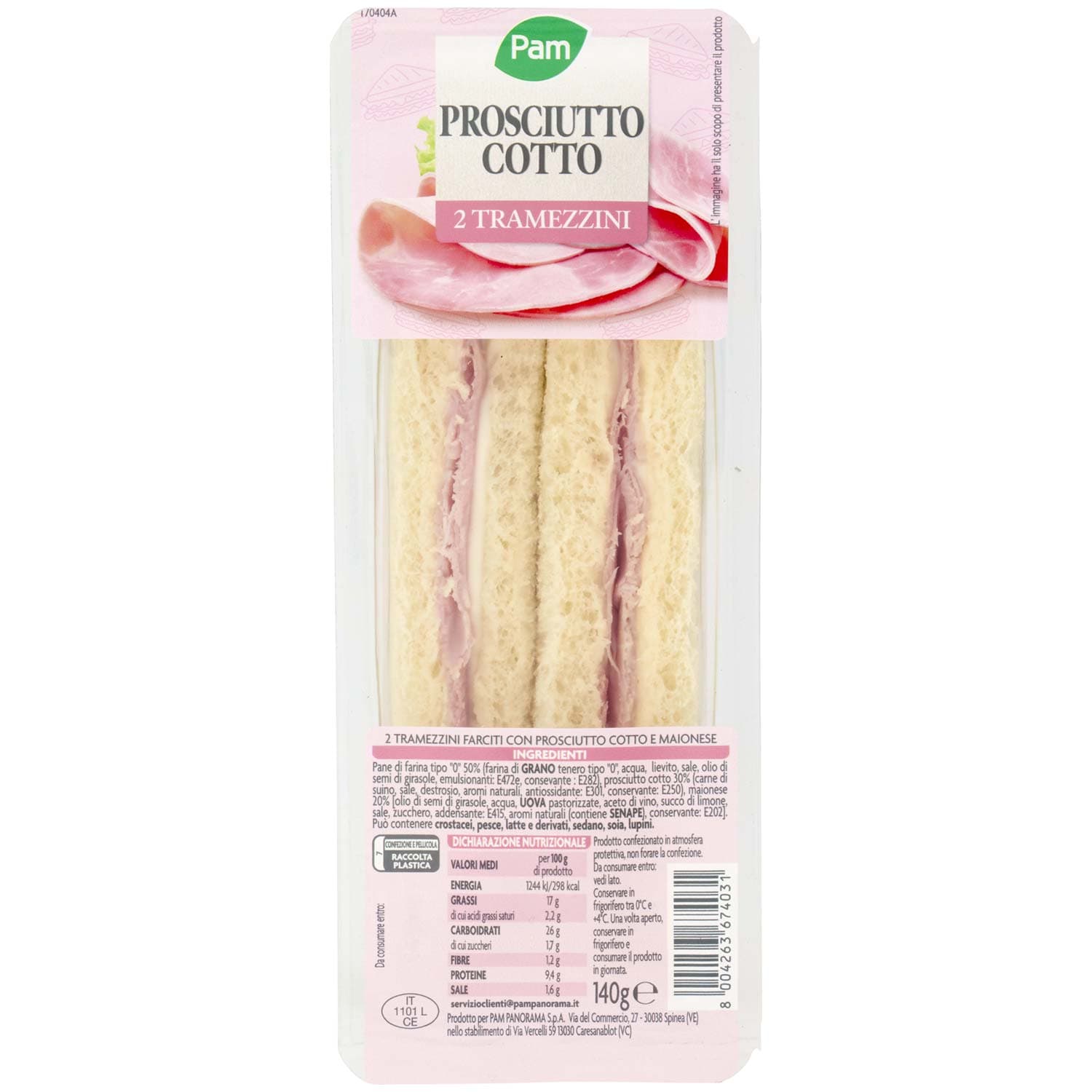 PAM PANORAMA Tramezzini Prosciutto Cotto 140 g – immagine 2