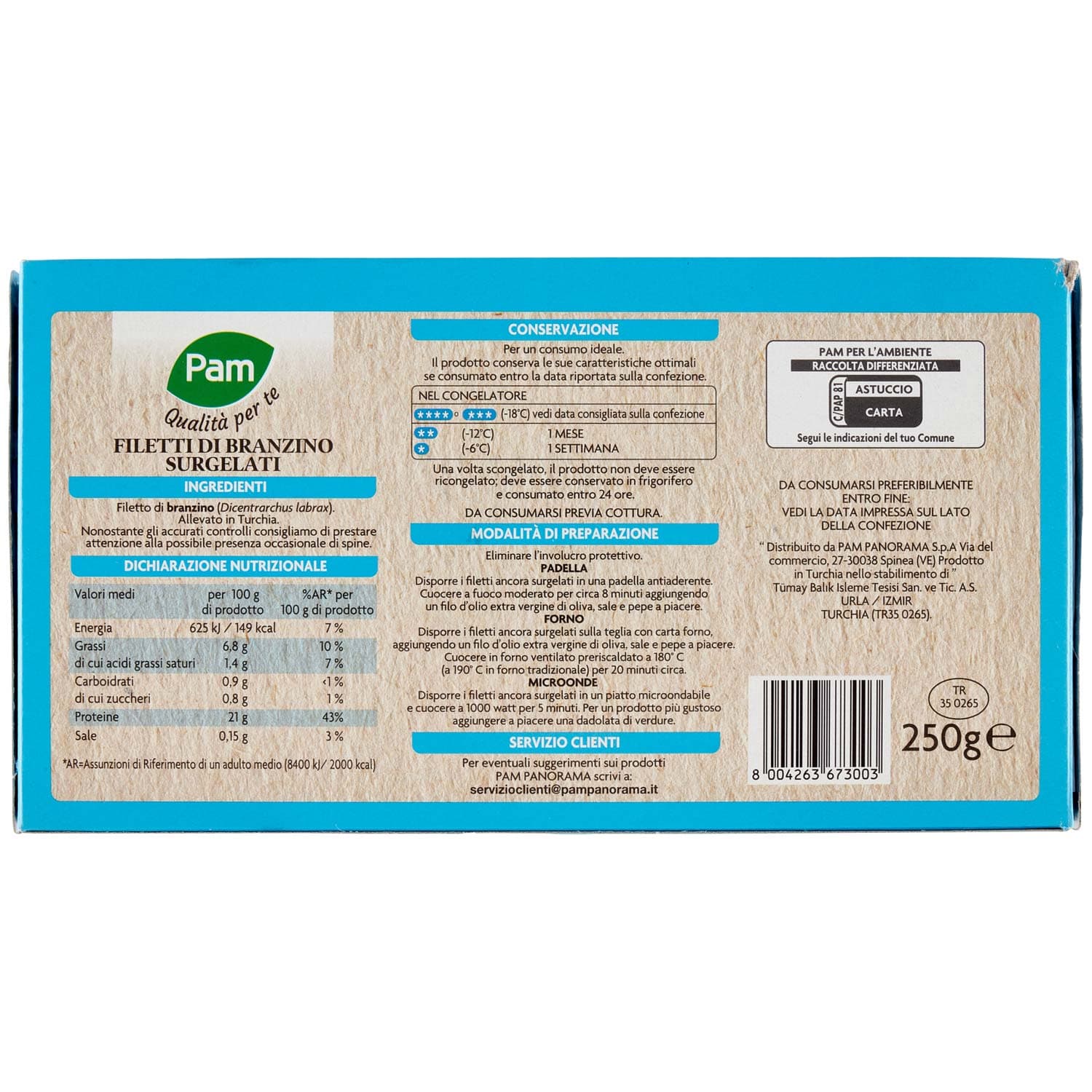 PAM PANORAMA Filetti di Branzino surgelati 250 g – immagine 4