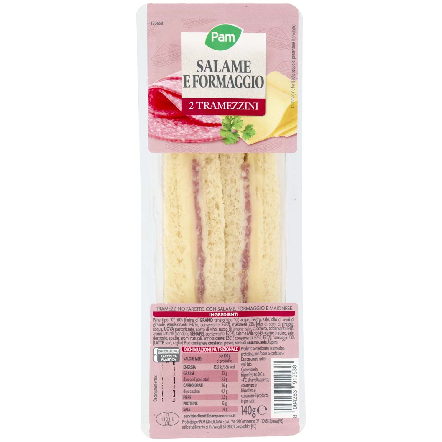 PAM Salame e Formaggio 2 Tramezzini 140 g – immagine 2