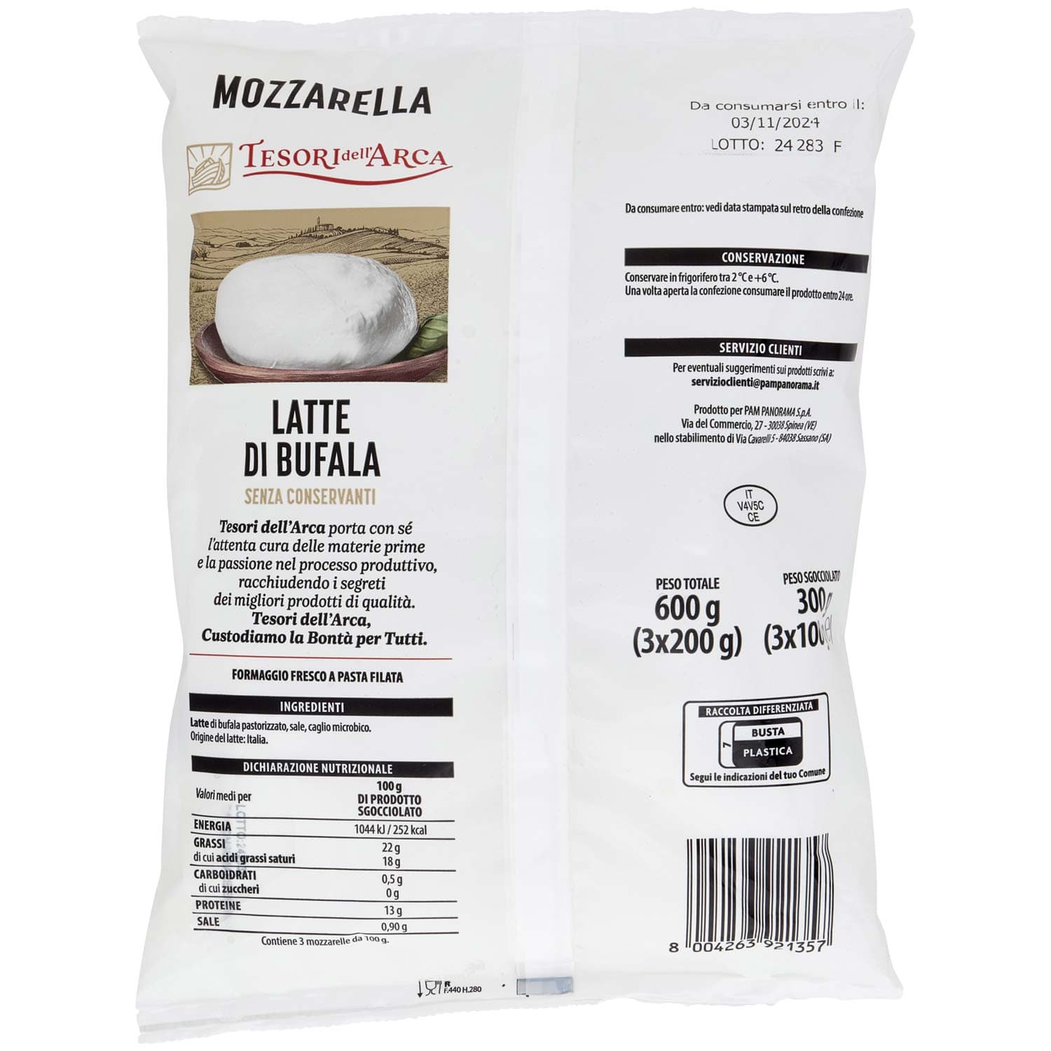 TESORI DELL'ARCA Mozzarella Latte di Bufala 3 x 100 g – immagine 4