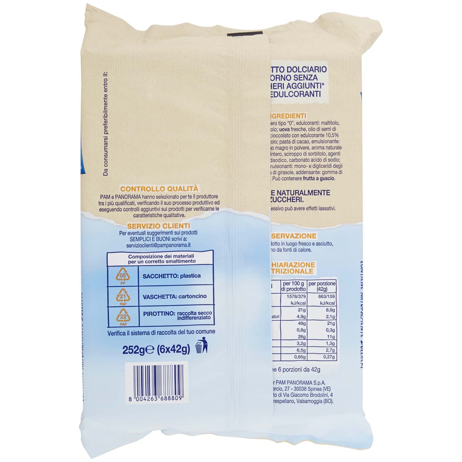 SEMPLICI E BUONI Senza Zuccheri Aggiunti Muffin con Gocce di Cioccolato 6 x 42 g – immagine 4