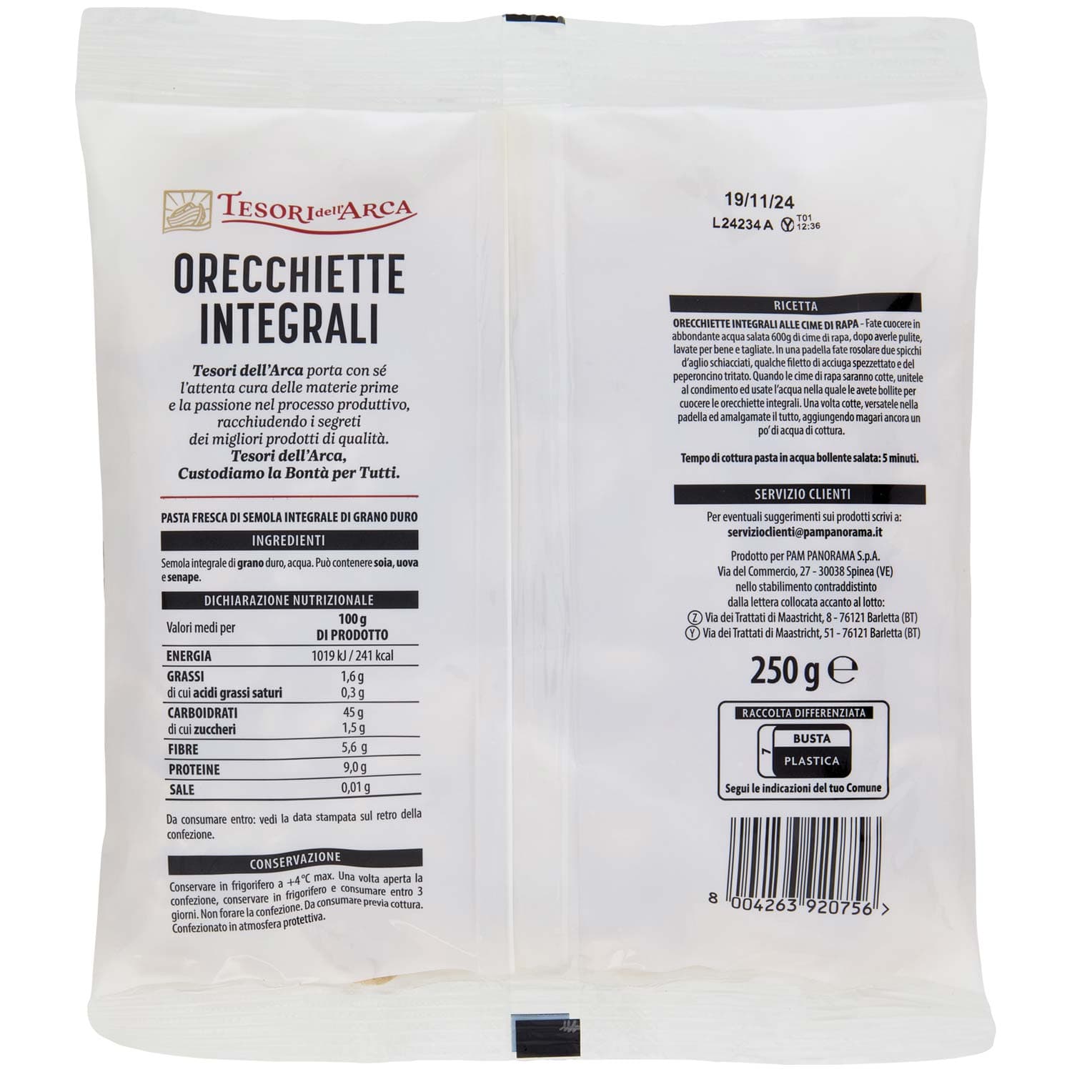 TESORI DELL'ARCA Orecchiette Integrali 250 g – immagine 4