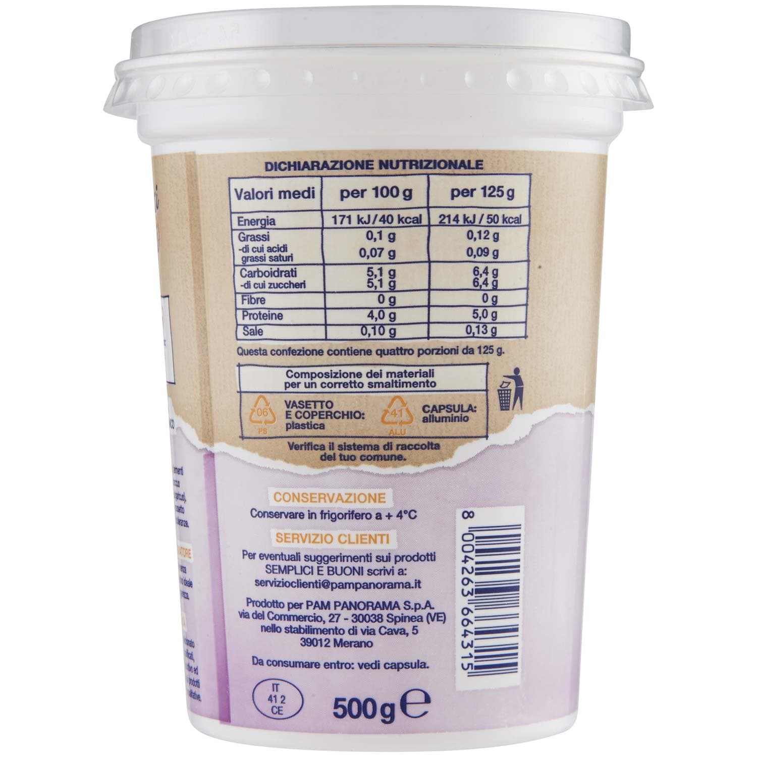 SEMPLICI E BUONI 0,1% di Grassi Yogurt Magro Bianco 500 g – immagine 3