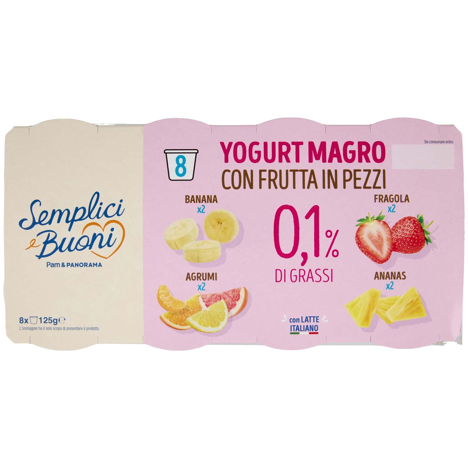 SEMPLICI E BUONI 0,1% di Grassi Yogurt Magro con Frutta in Pezzi 8 x 125 g – immagine 2