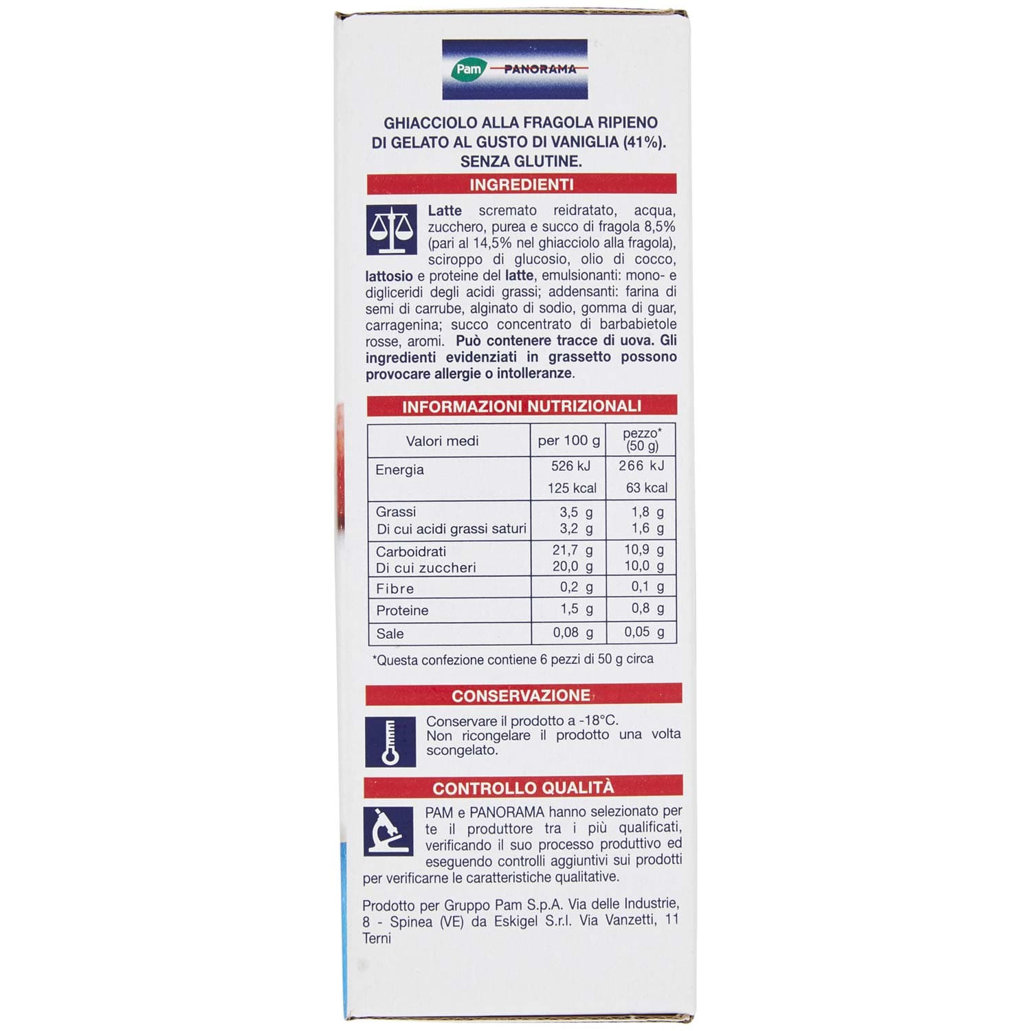 PAM PANORAMA Ghiaccioli alla fragola con ripieno al gusto vaniglia 300g (50g x 6) – immagine 7