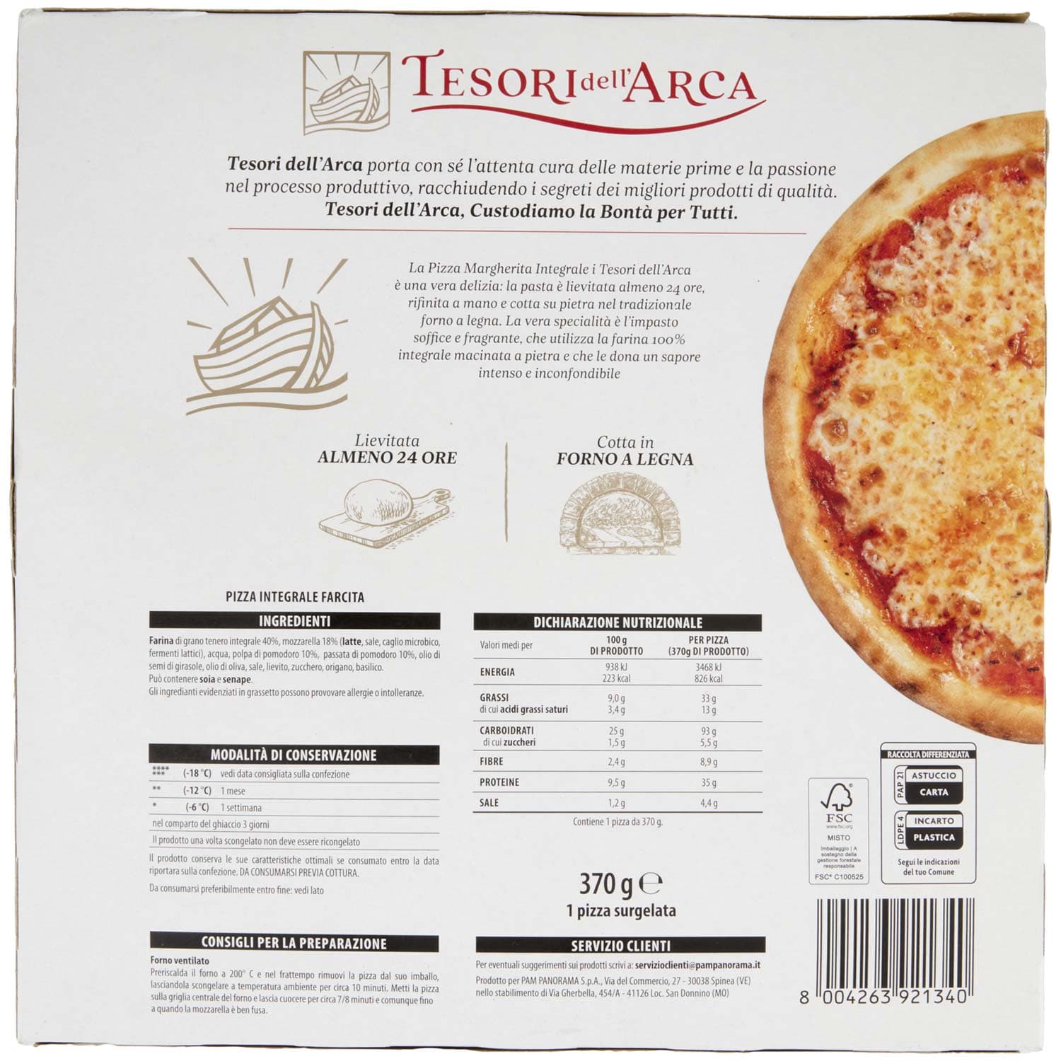 TESORI DELL'ARCA Pizza Margherita Integrale 370 g – immagine 4