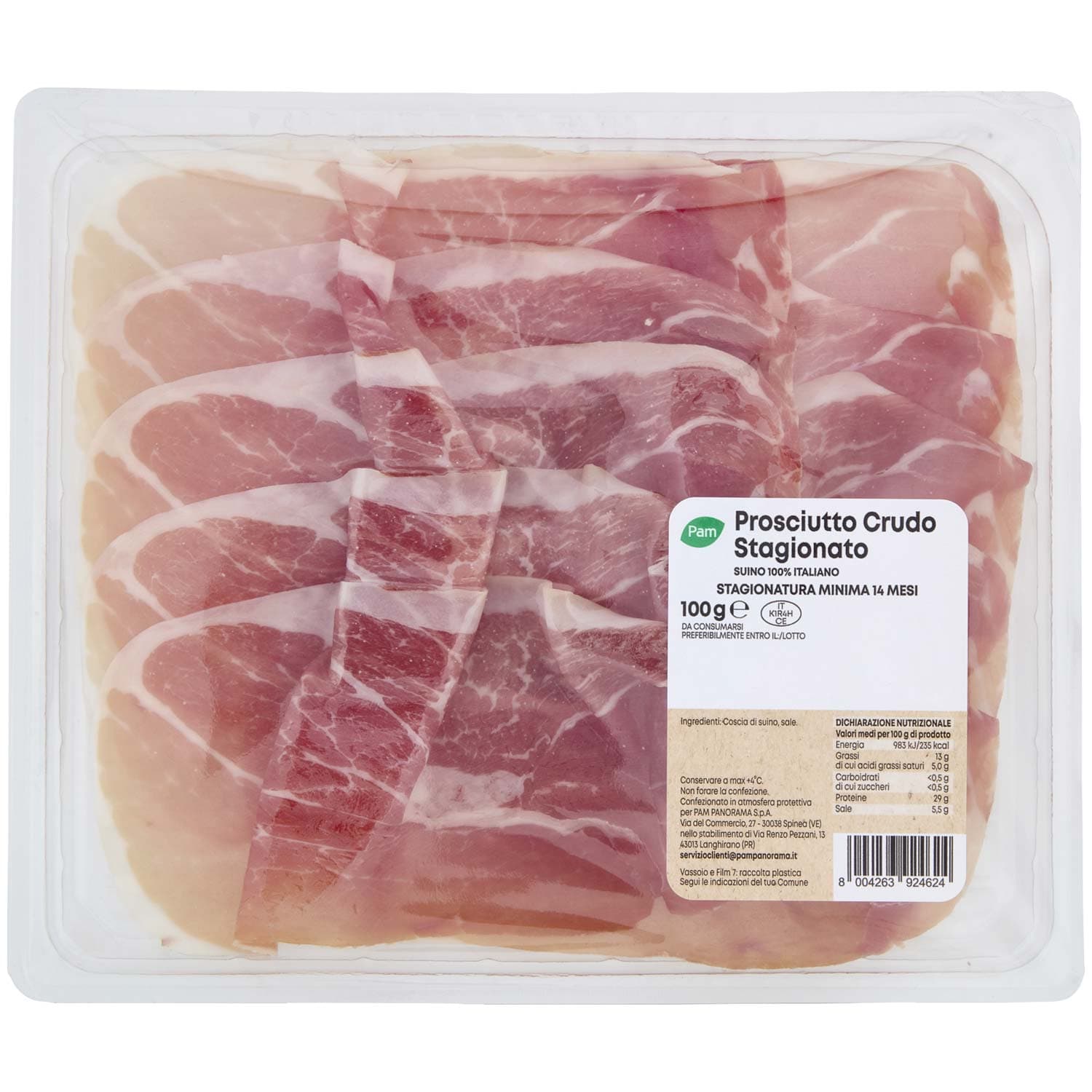 PAM Prosciutto Crudo Stagionato Stagionatura Minima 14 Mesi 100 g – immagine 2