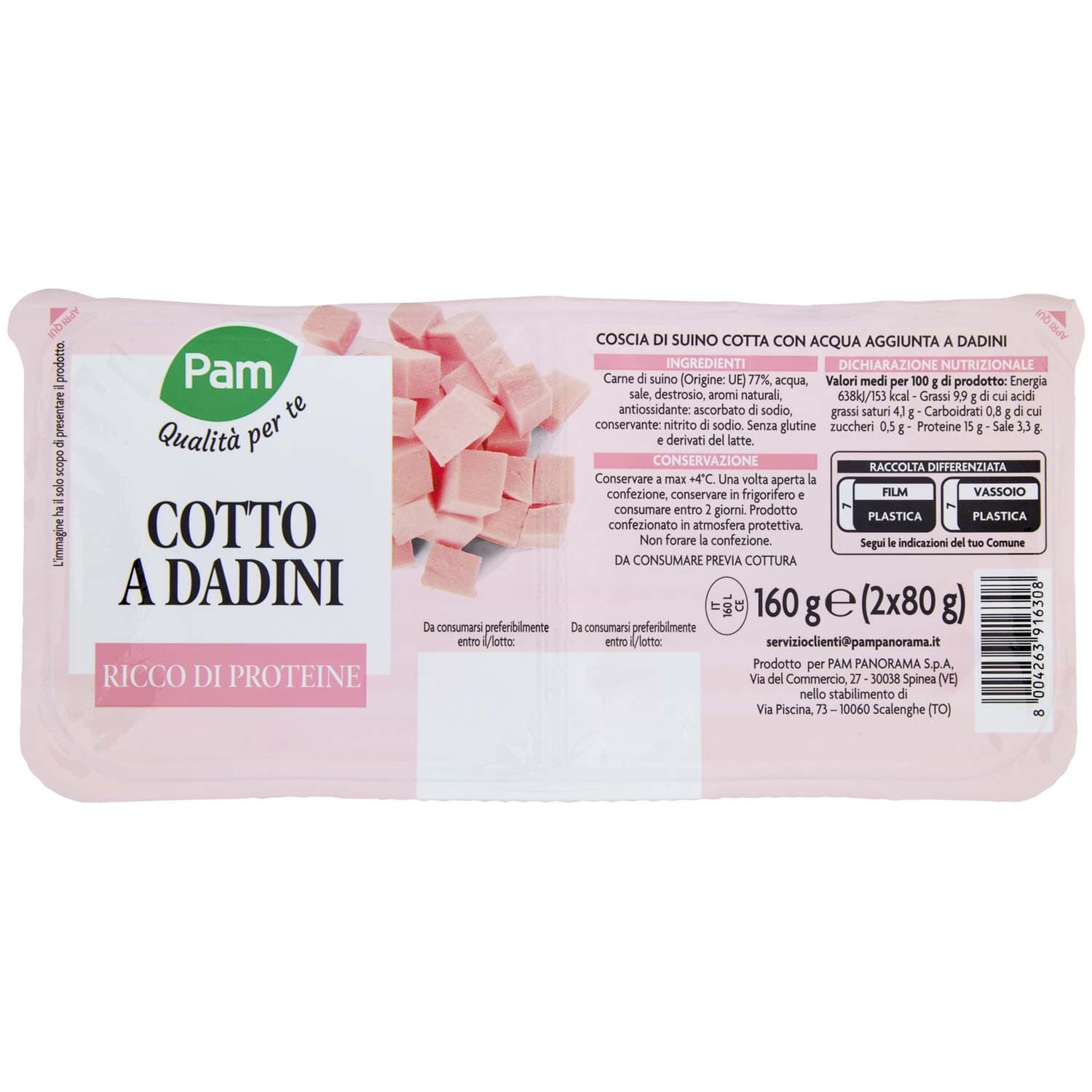PAM Qualità per te Cotto a Dadini 2 x 80 g – immagine 2