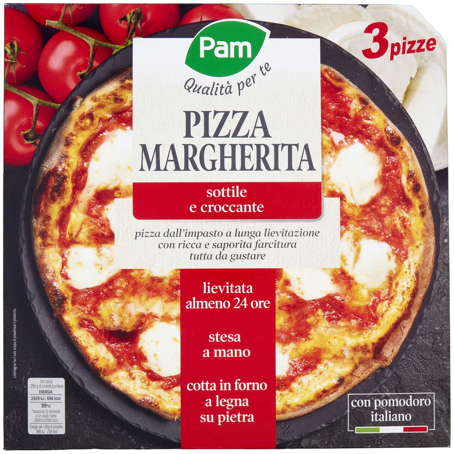 PAM PANORAMA 3 Pizze Margherita surgelate 900g (300g x 3) – immagine 2