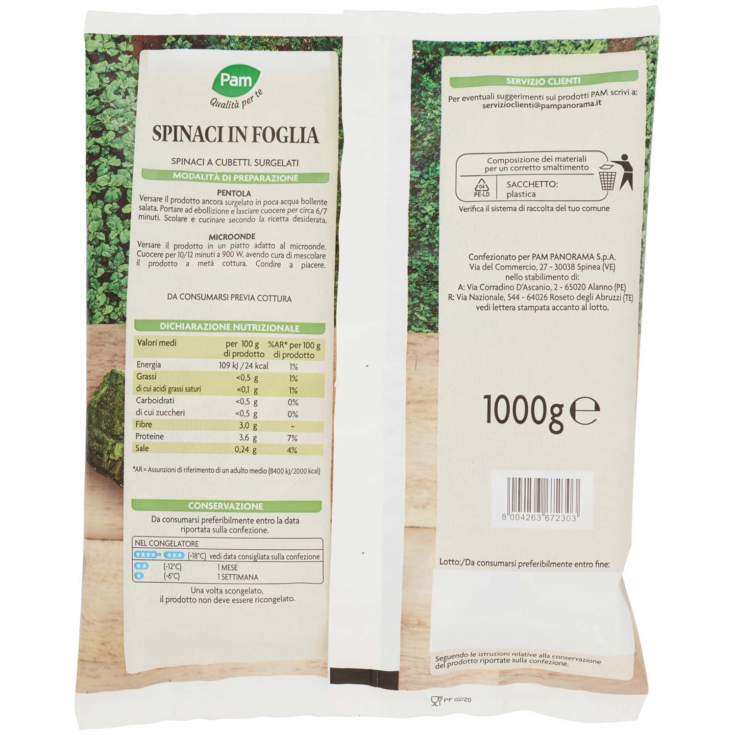 PAM PANORAMA Spinaci a Cubetti surgelati 1 kg – immagine 4